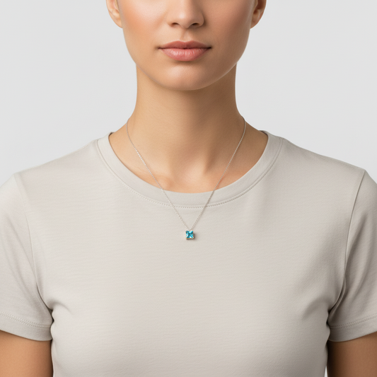 14K Yellow Gold Blue Topaz Pendant