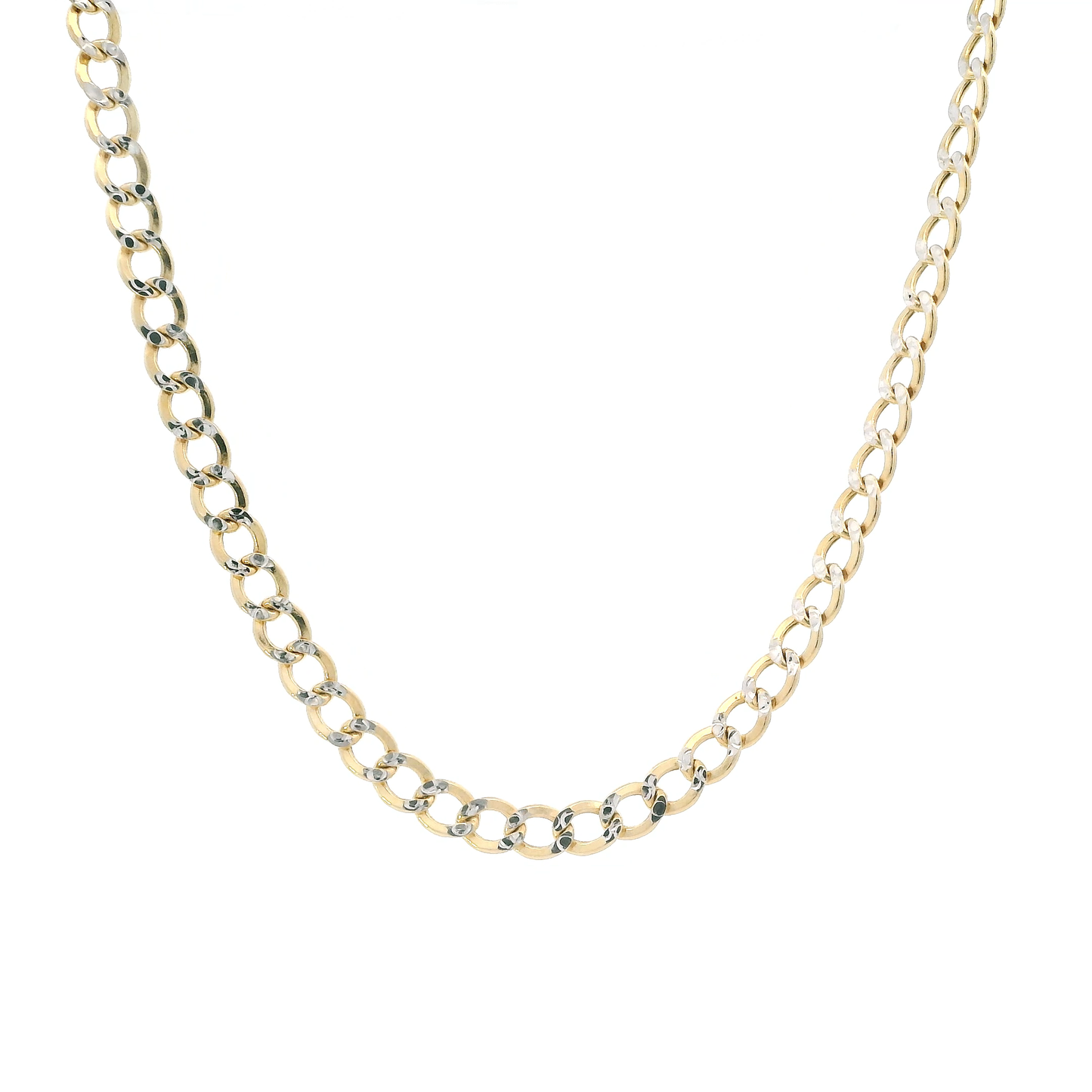 14K Yellow Gold 22" Diamond Cut Curb Chain