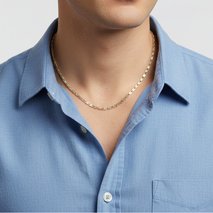 14K Tri Color Gold 23.5" Mariner Chain