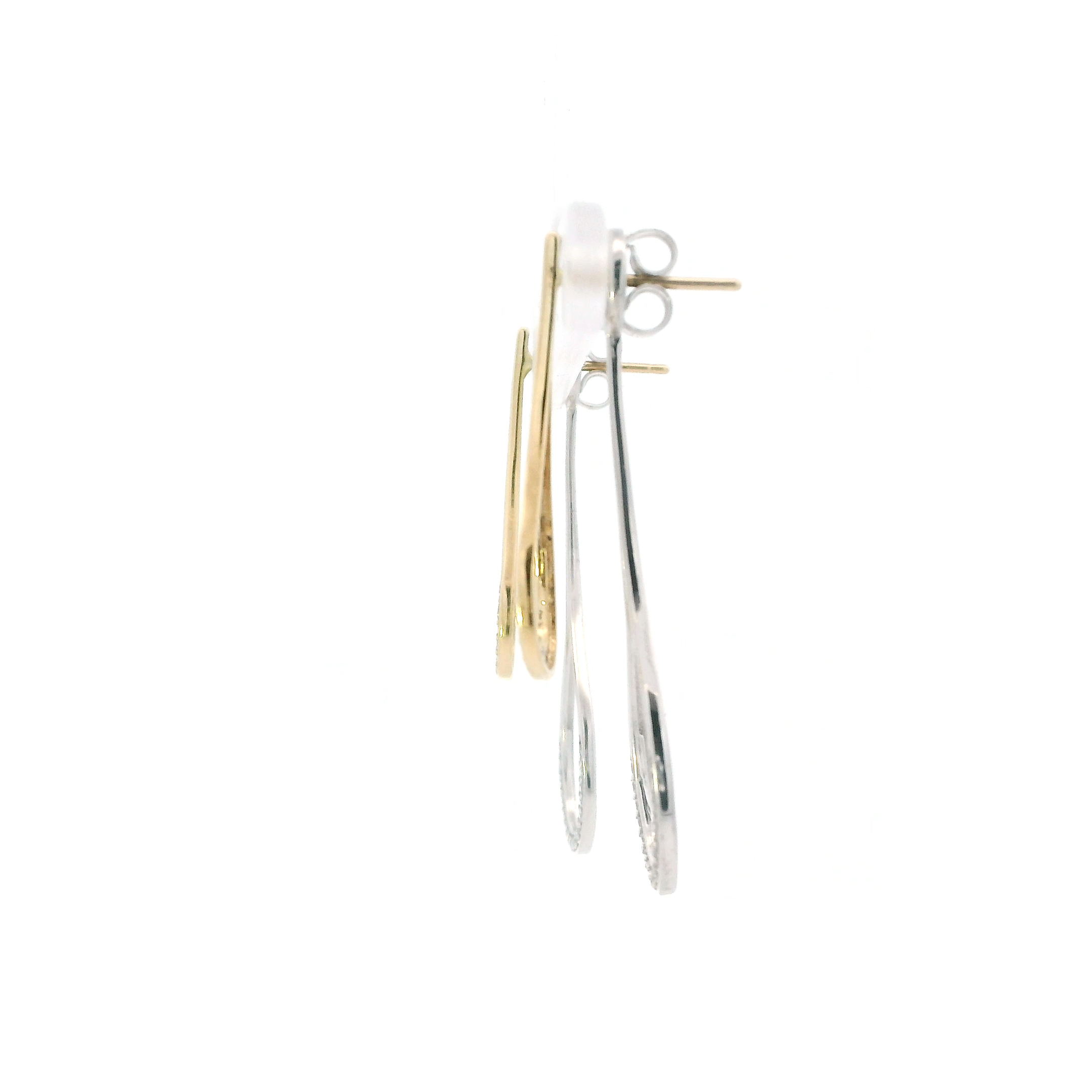 14K Yellow & White Gold Double Teardrop Dangle Earrings