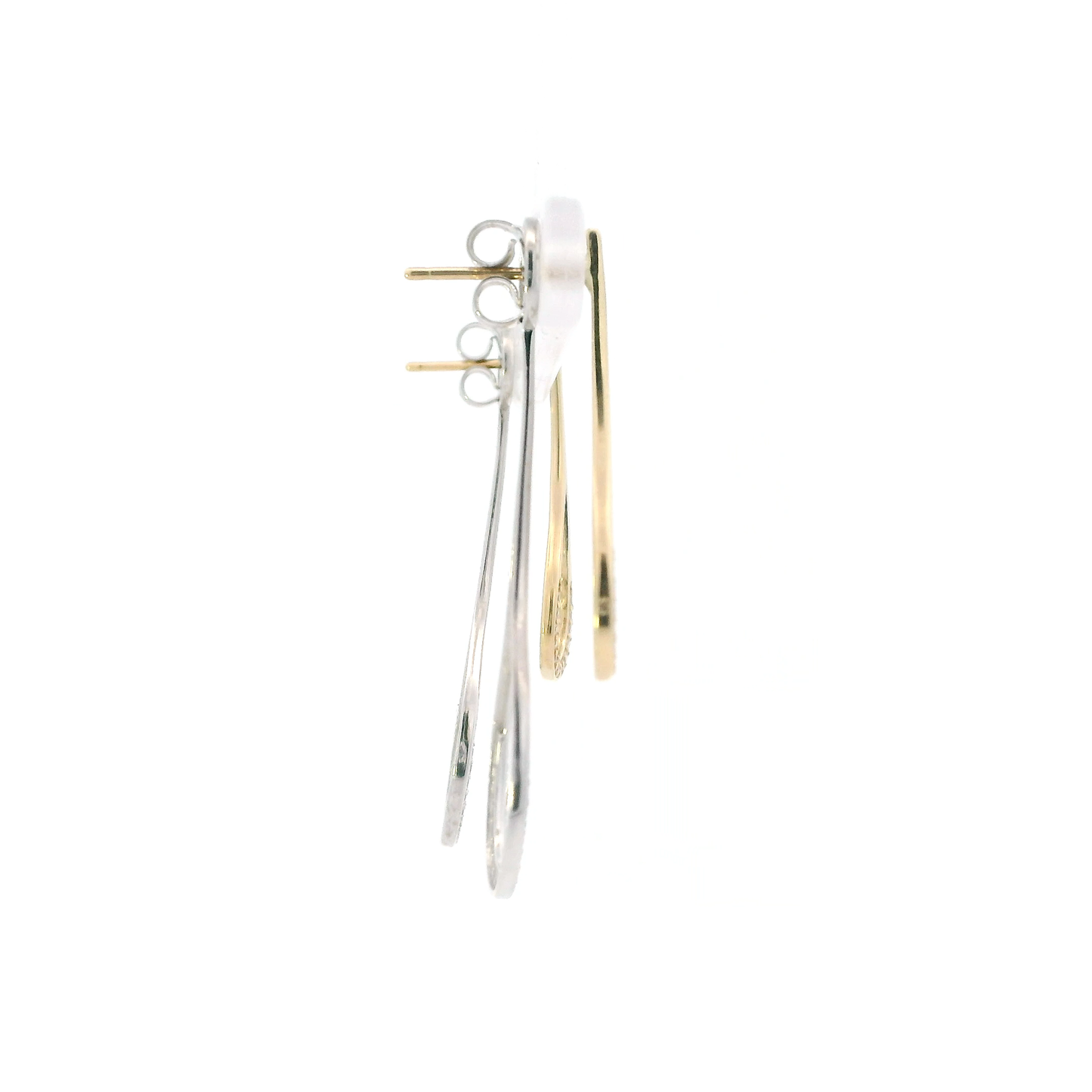 14K Yellow & White Gold Double Teardrop Dangle Earrings