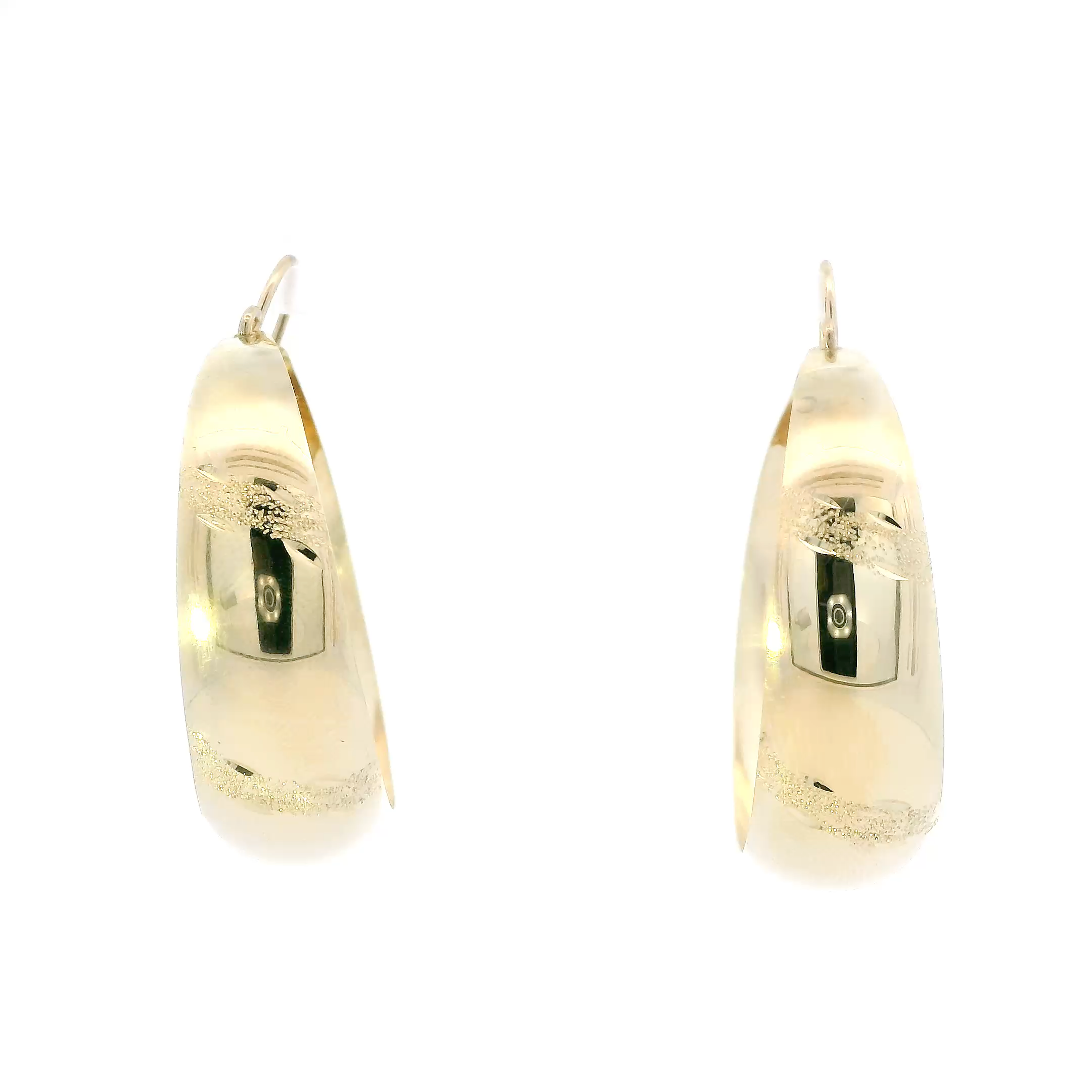 14K Yellow Gold Diamond Cut Thick Hoop Earrings