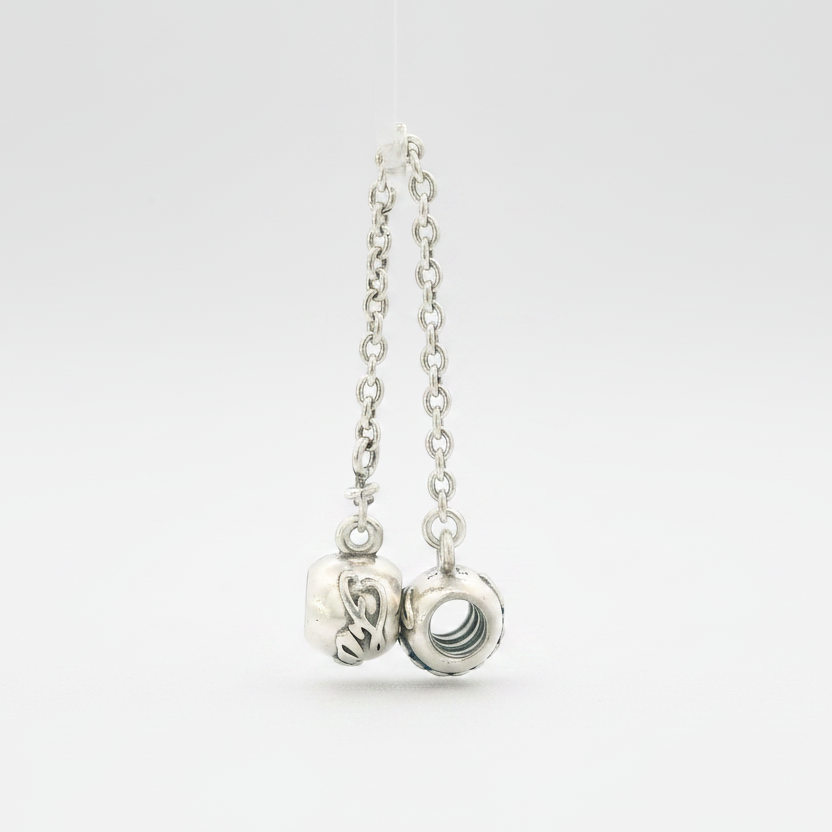 Pandora Silver "Forever Family" Bracelet Safty Chain Charm