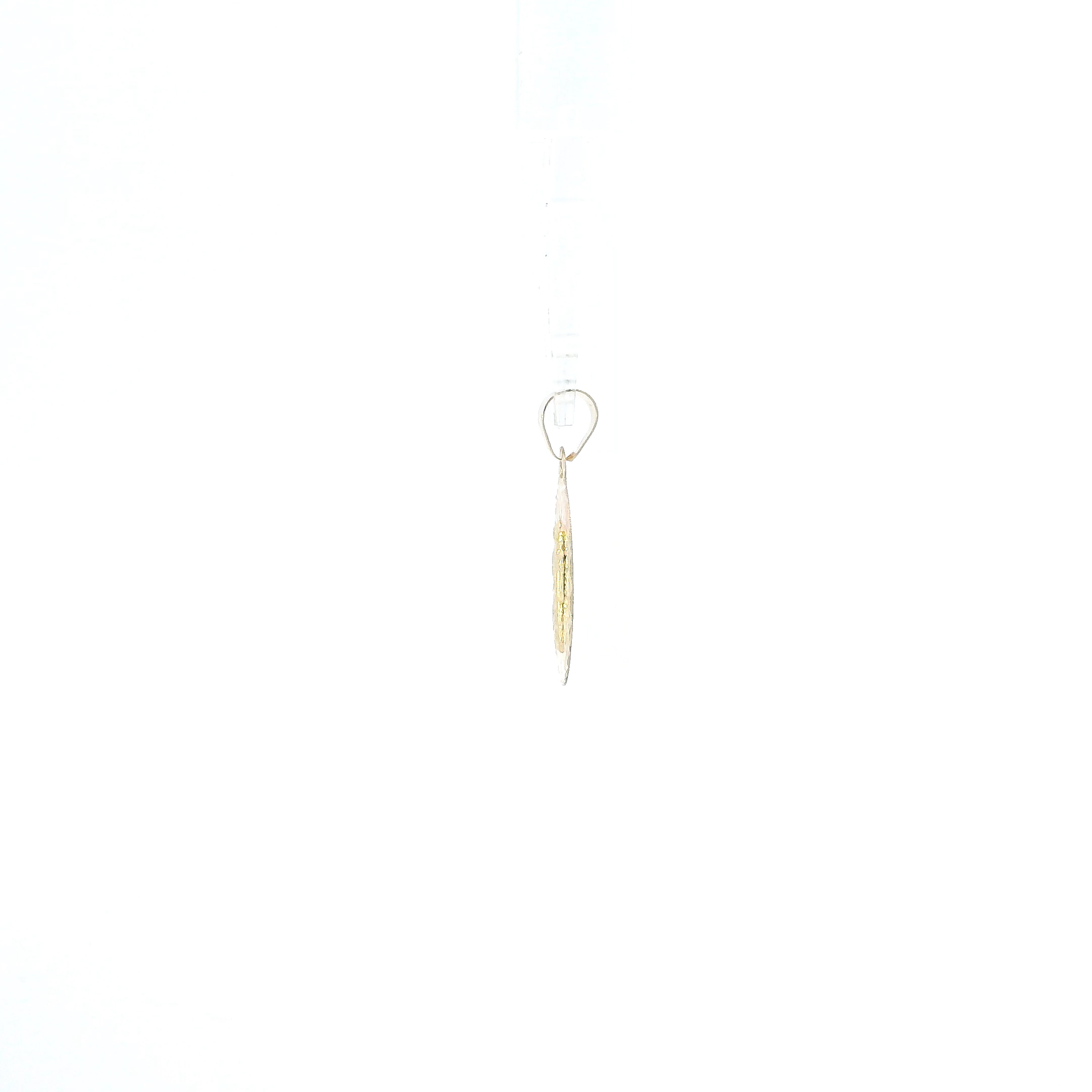 14K Tri Color Gold Diamond Cut Oval San Judas Pendant