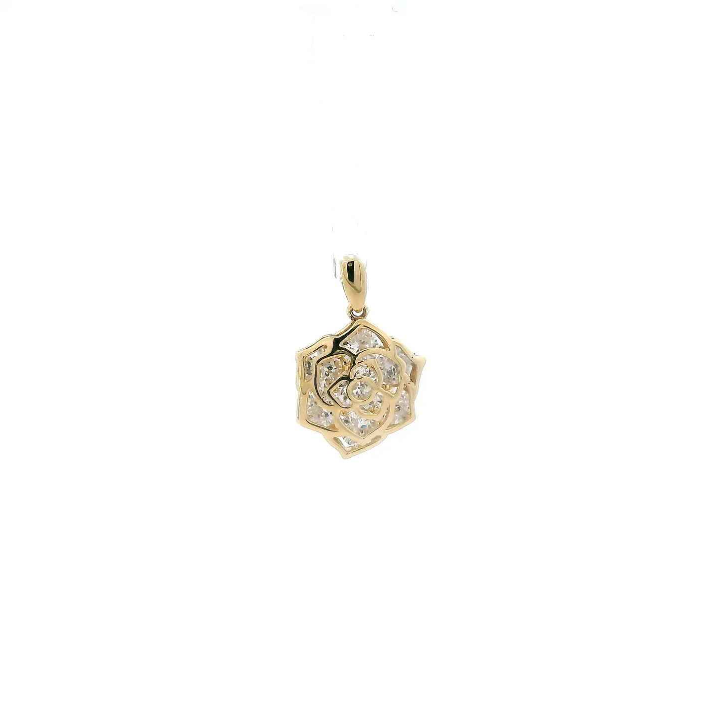 14K Yellow Gold Flower Puff Pendant