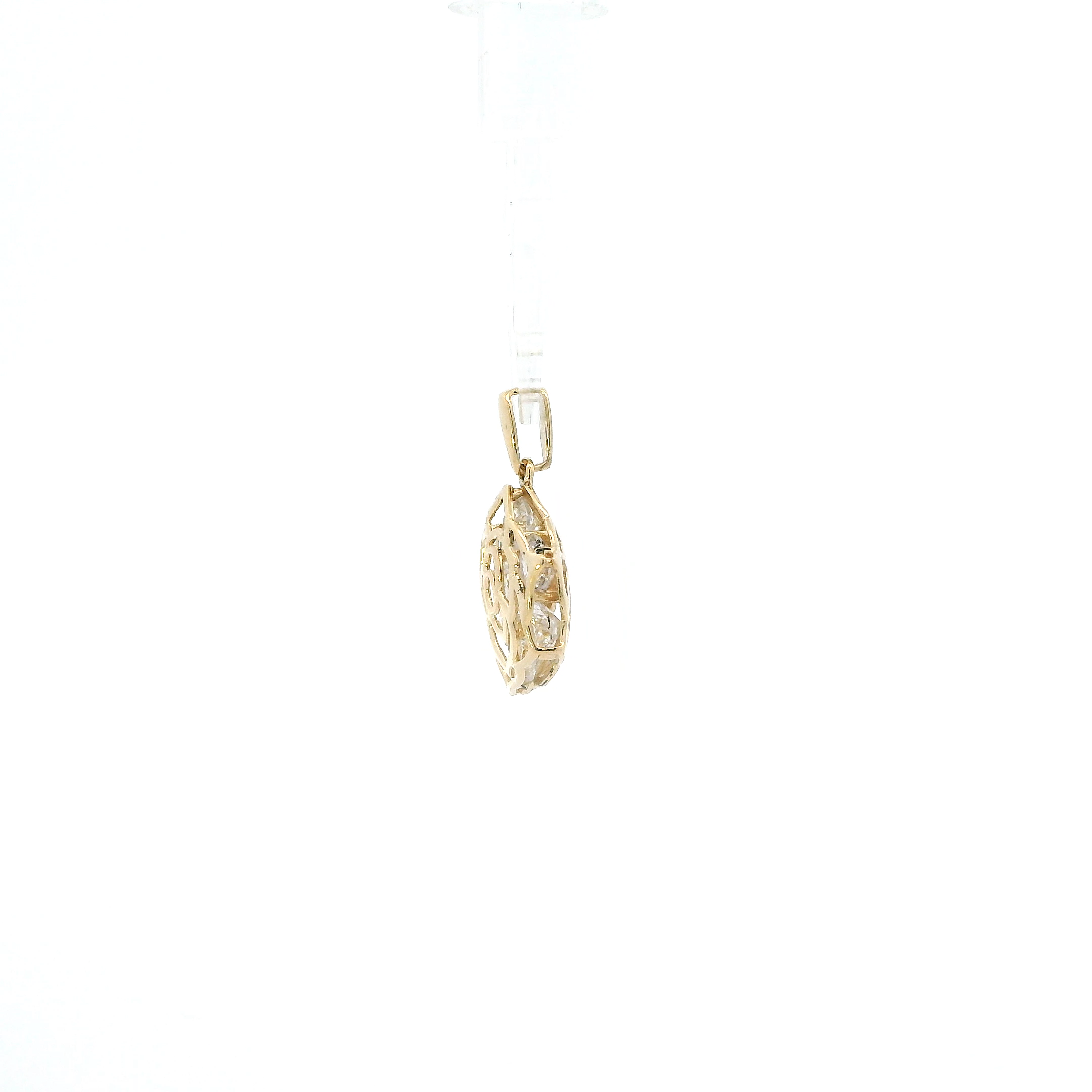 14K Yellow Gold Flower Puff Pendant