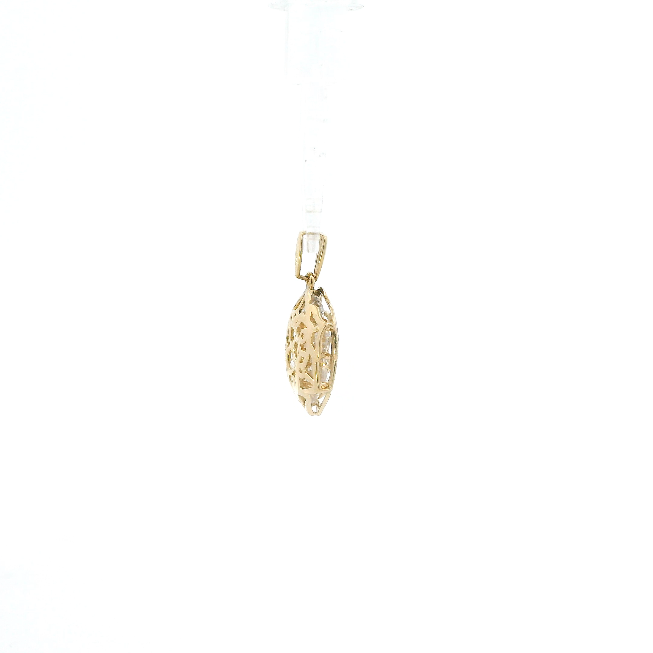 14K Yellow Gold Flower Puff Pendant