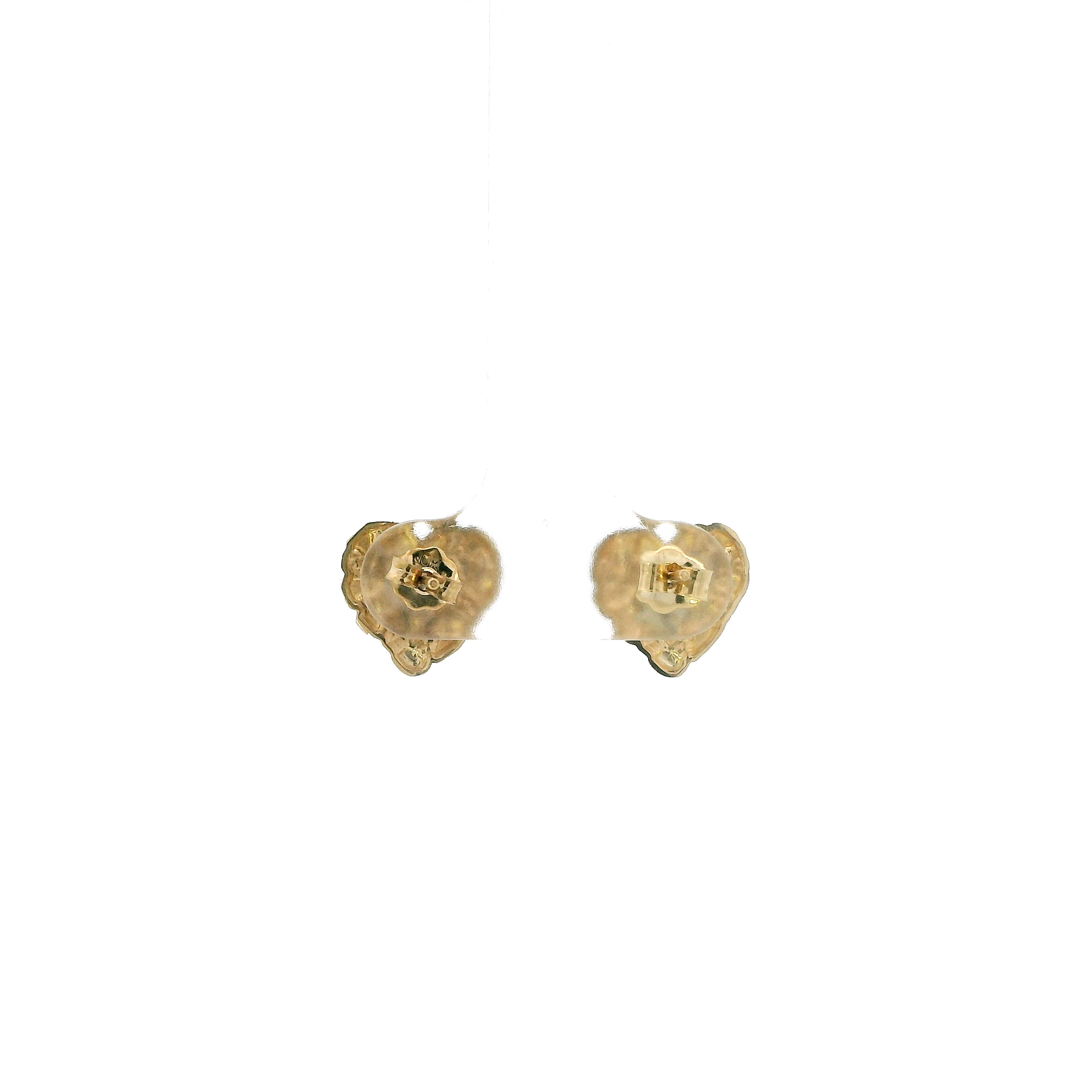 10K Yellow Gold Nugget Heart Stud Earrings