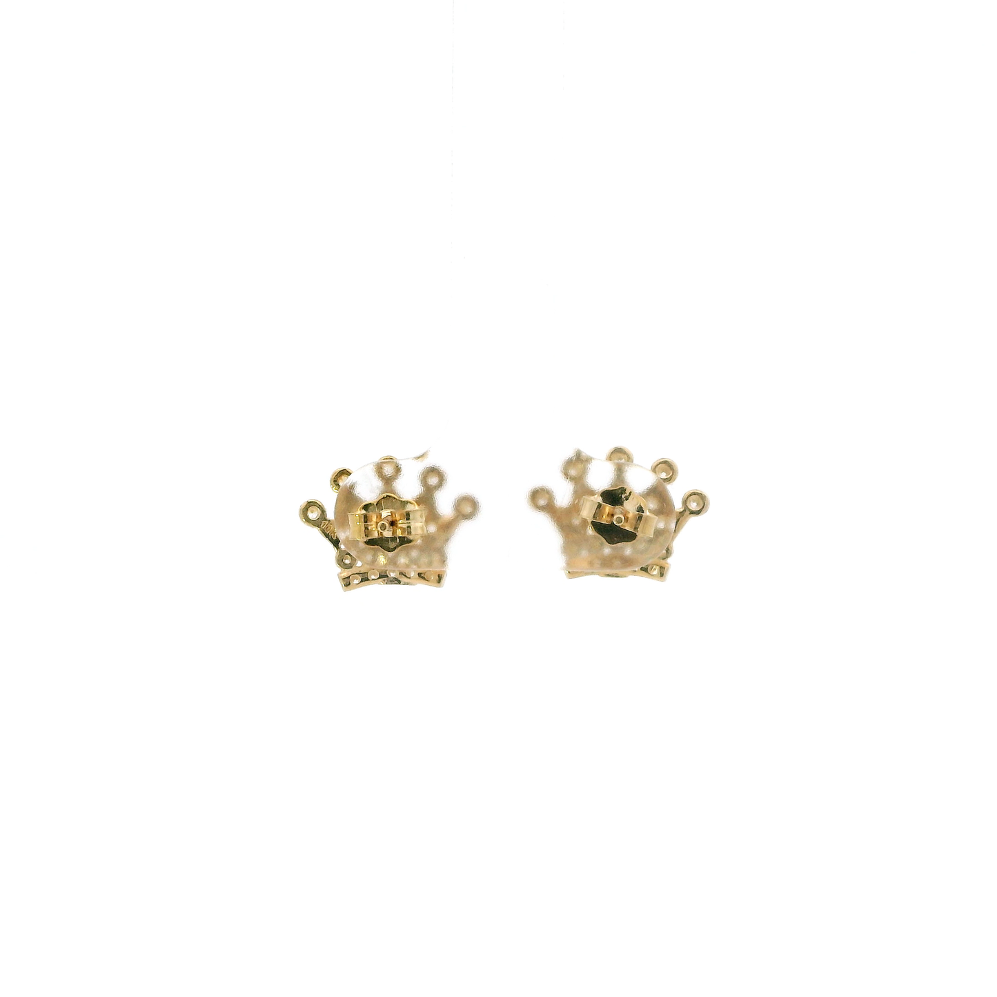 10K Yellow Gold Cz Crown Stud Earrings