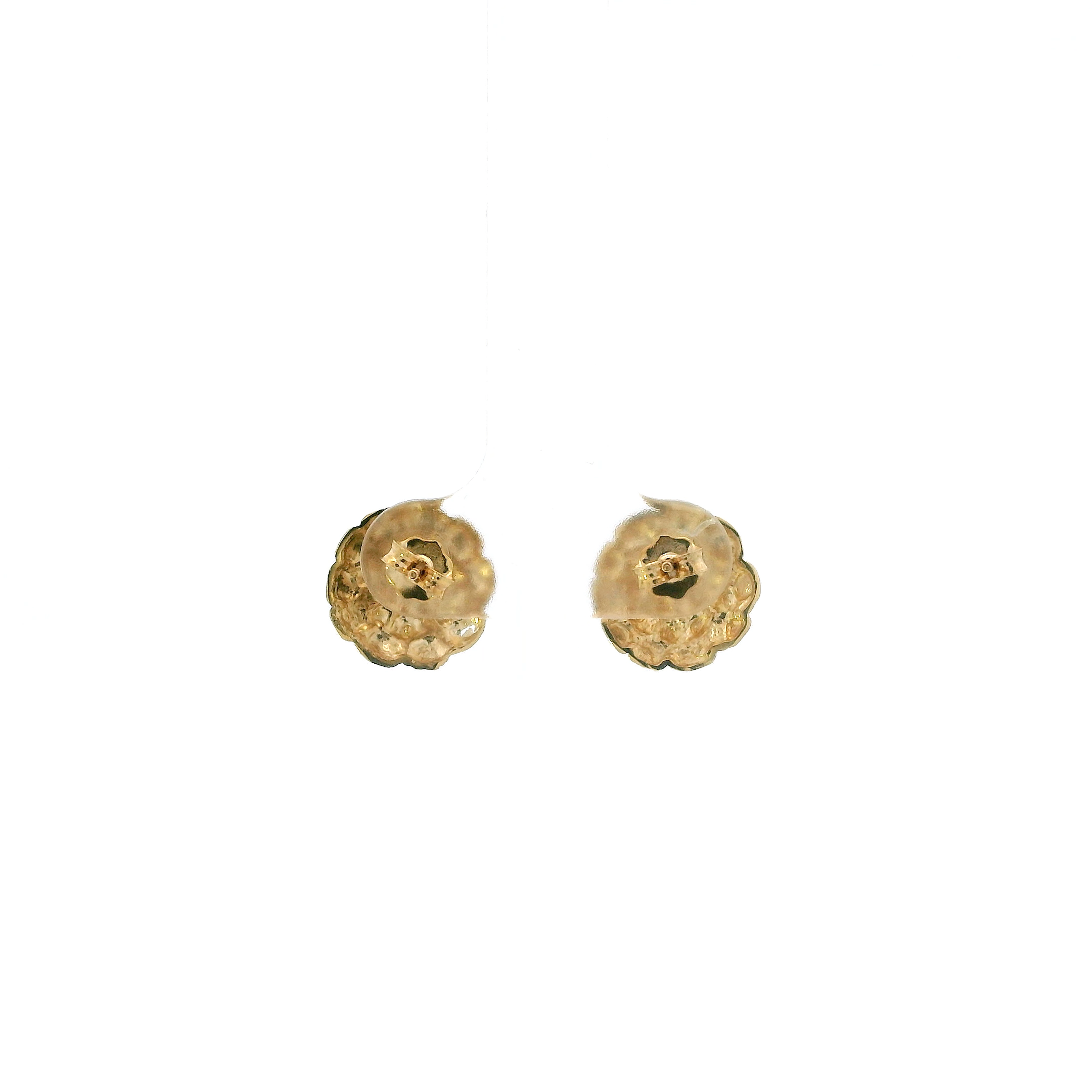 10K Yellow Gold Round Nugget Stud Earrings