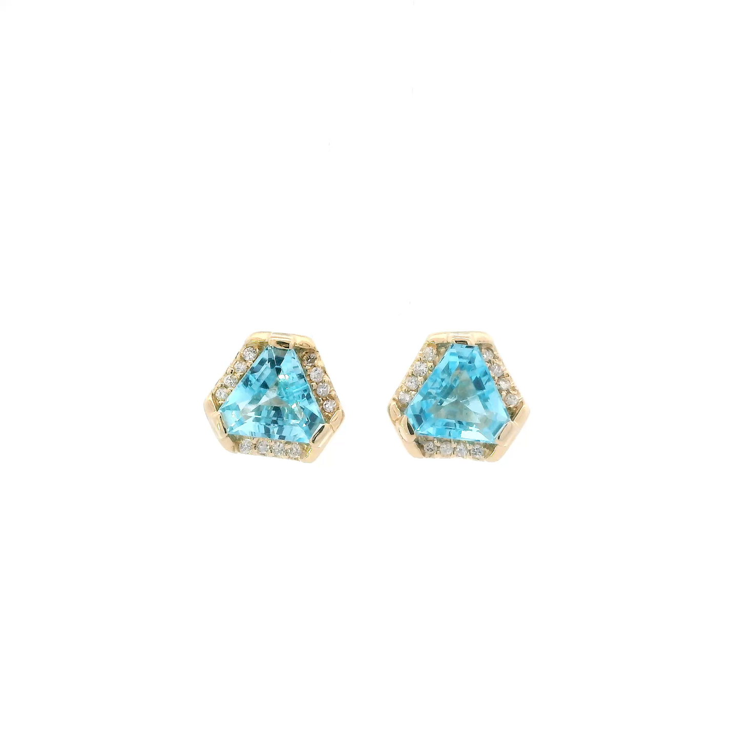 14K Yellow Gold Topaz & Diamond Earrings- 0.24ct