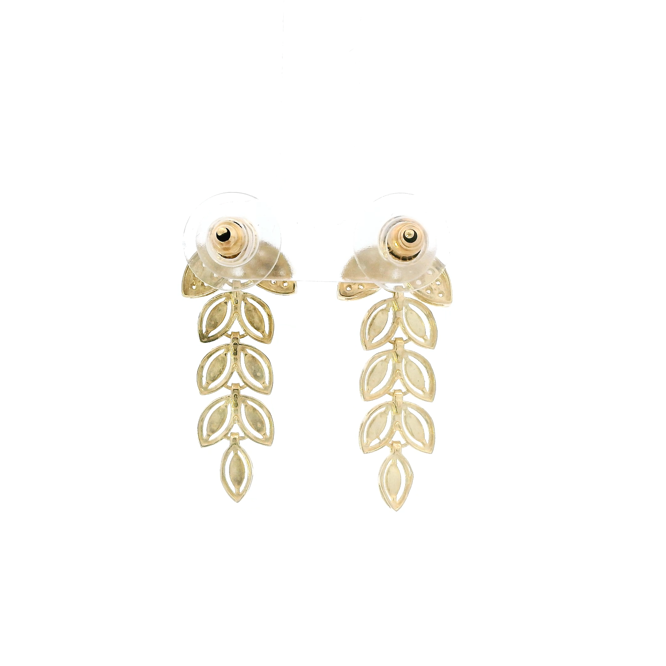 14K Yellow & White Gold Leaf Dangle Earrings