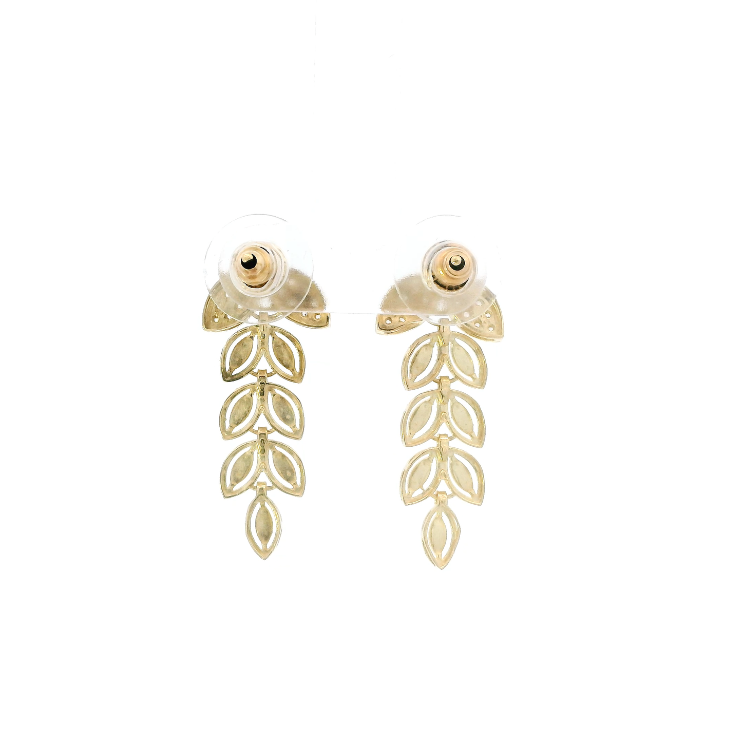 14K Yellow & White Gold Leaf Dangle Earrings