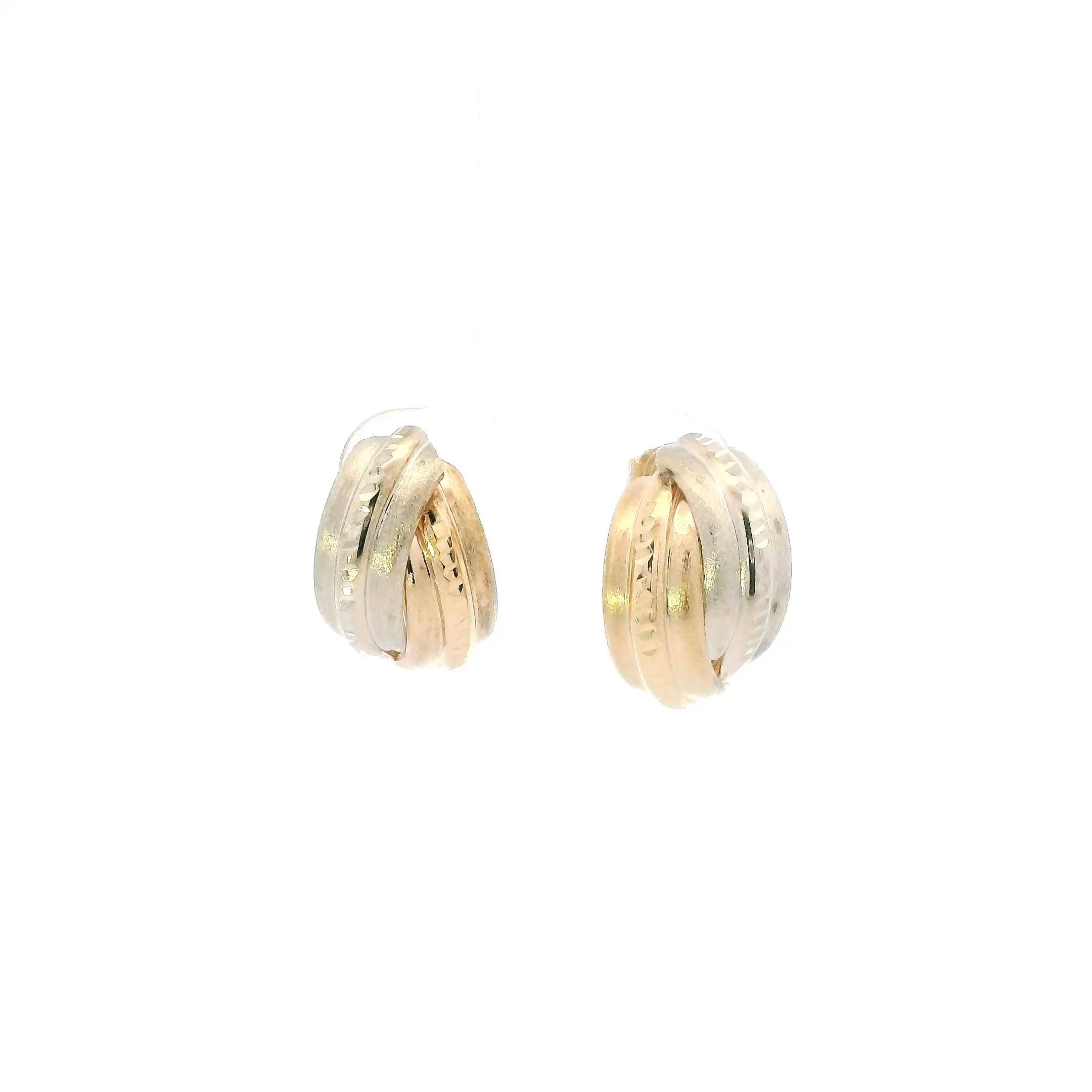 10K Yellow Gold Diamond Cut Interlocking Earrings