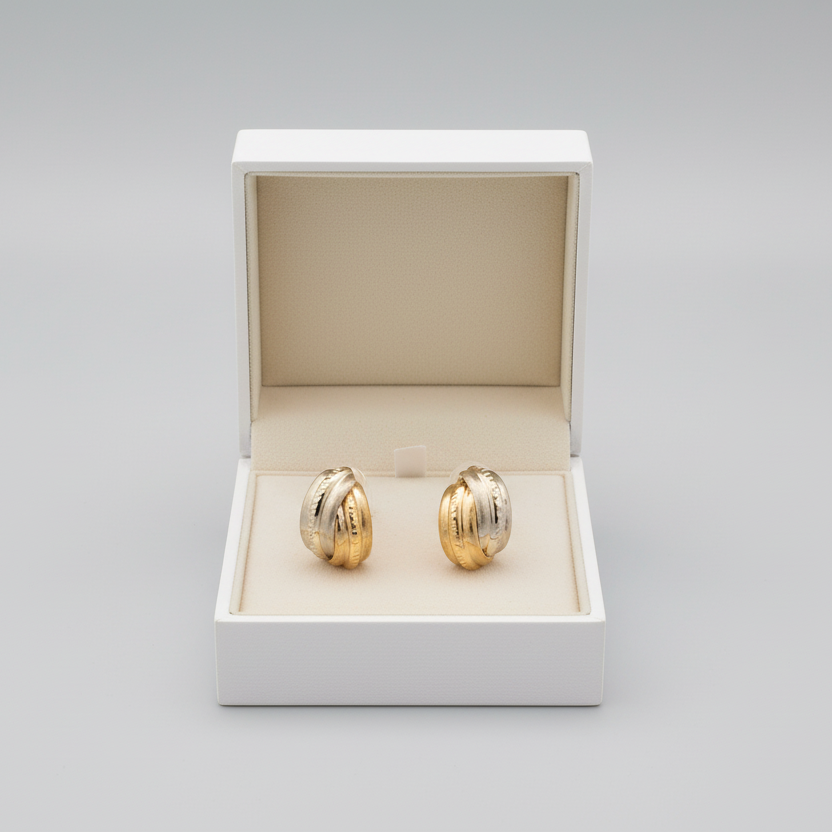 10K Yellow Gold Diamond Cut Interlocking Earrings