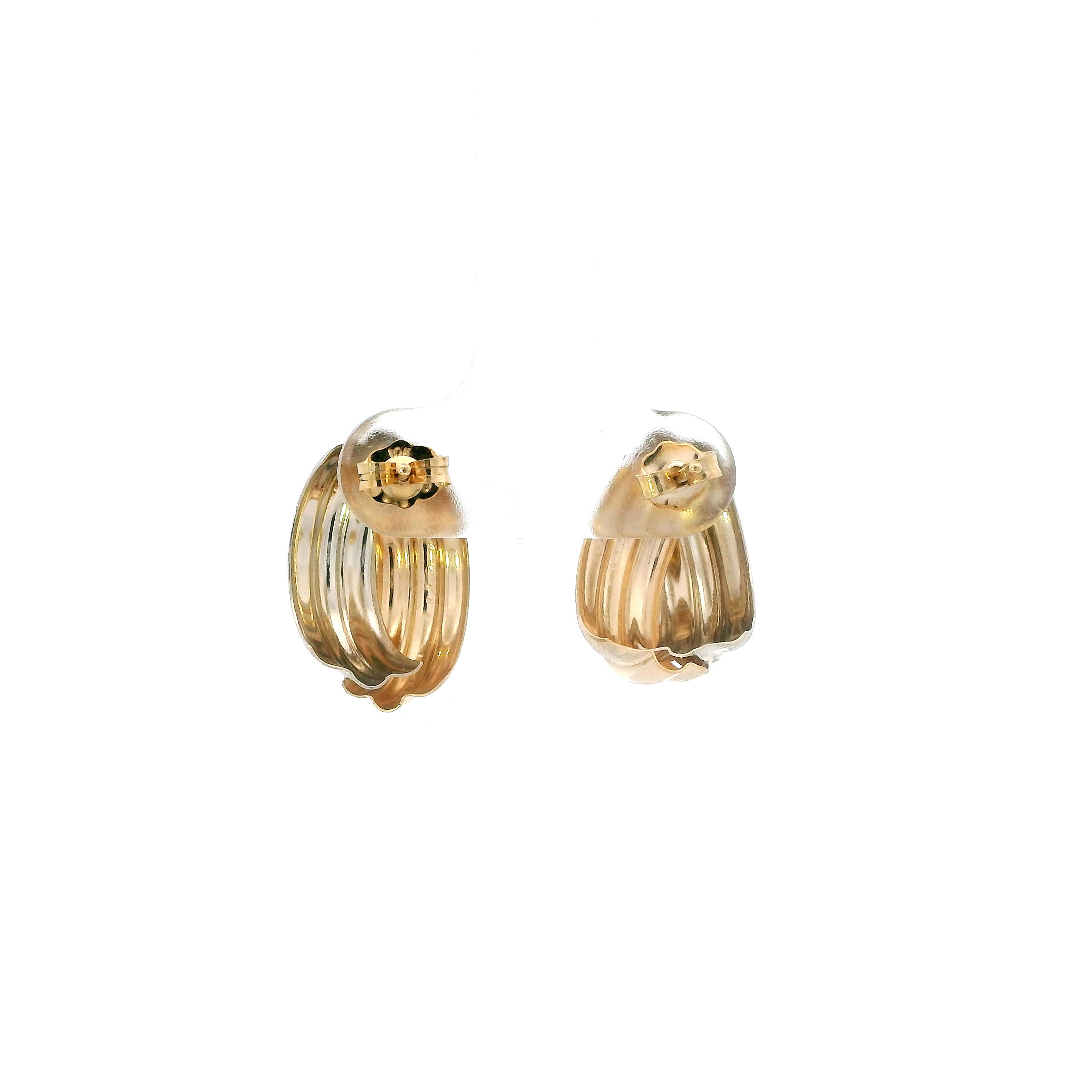10K Yellow Gold Diamond Cut Interlocking Earrings