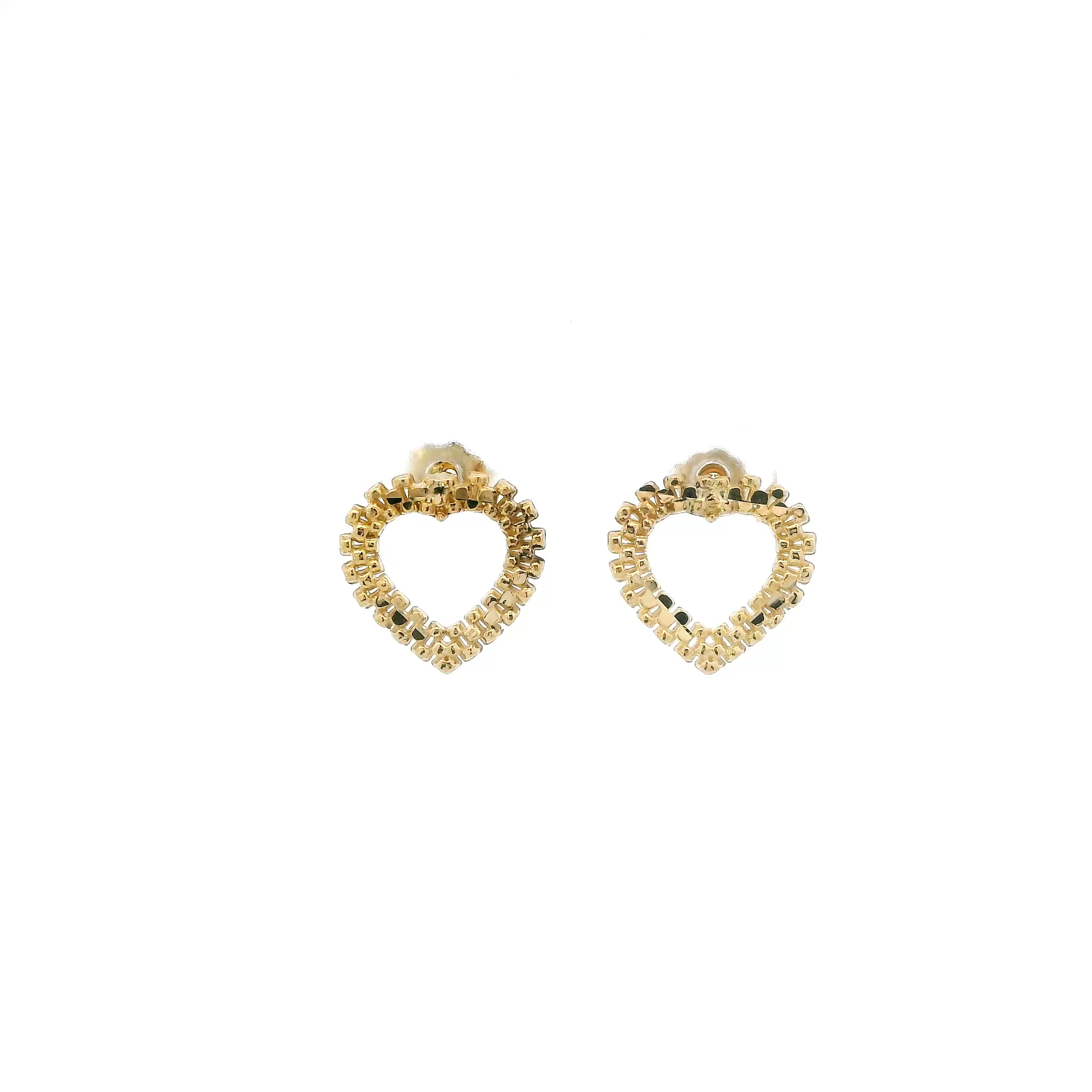 10K Yellow Gold Rolex Heart Stud Earrings