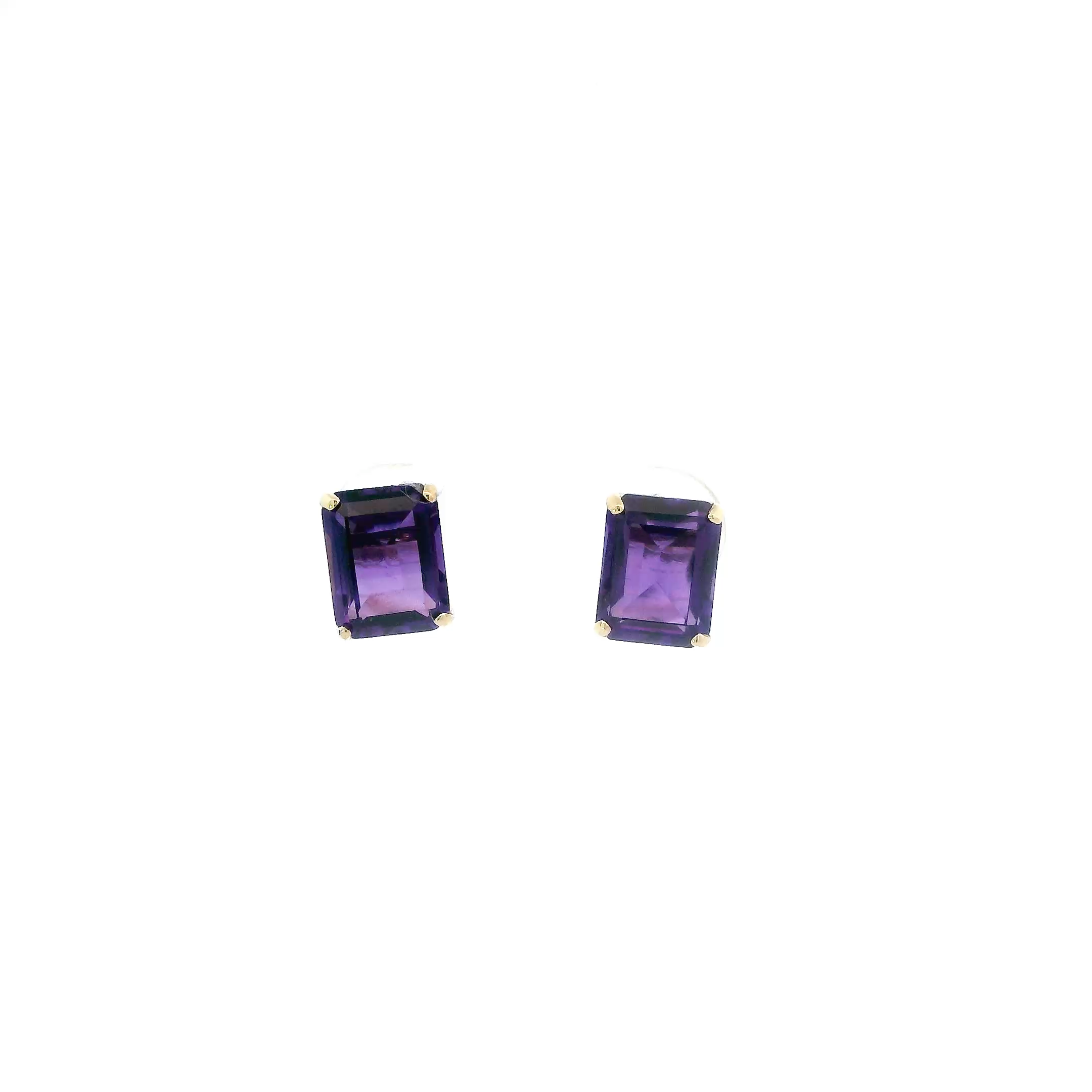 14K Yellow Gold Amethyst Stud Earrings