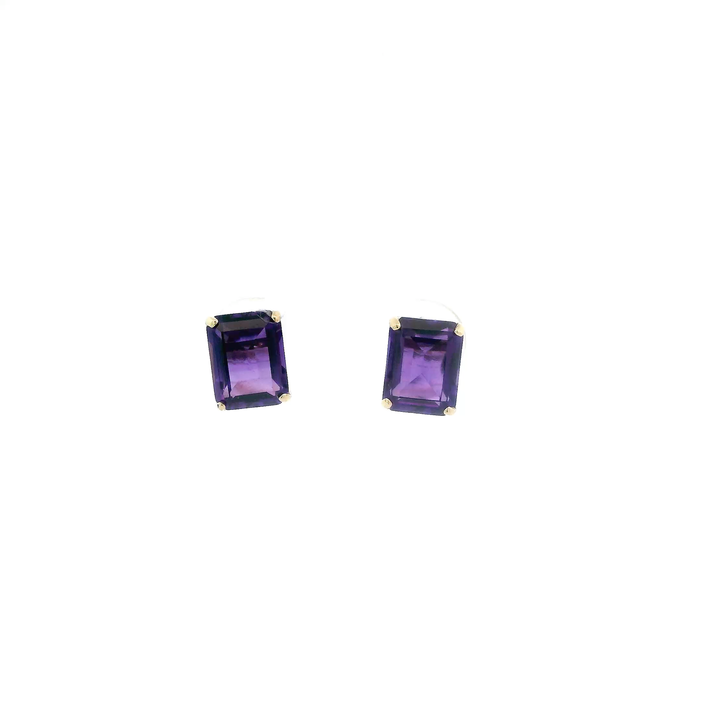 14K Yellow Gold Amethyst Stud Earrings