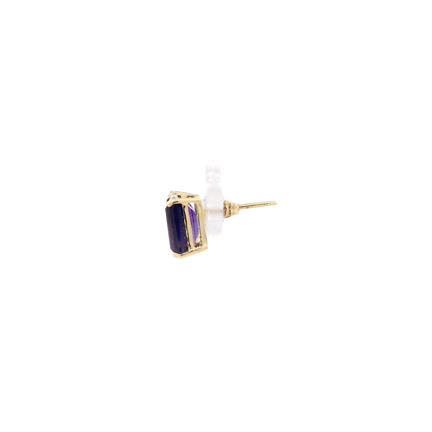 14K Yellow Gold Amethyst Stud Earrings