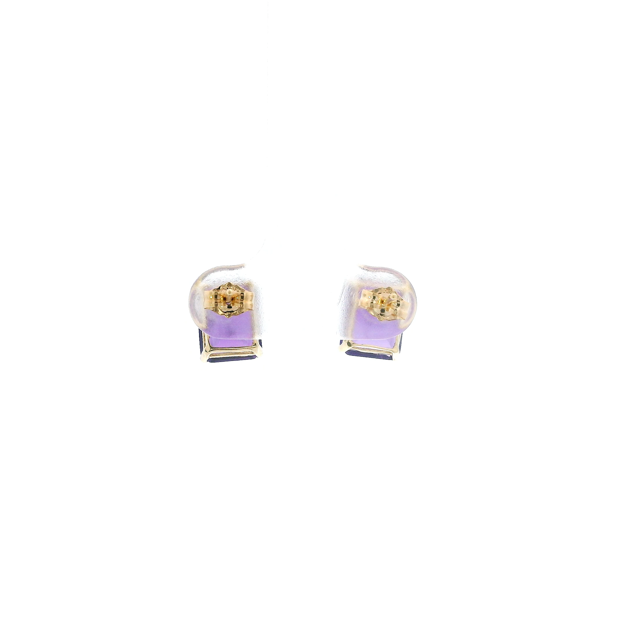 14K Yellow Gold Amethyst Stud Earrings