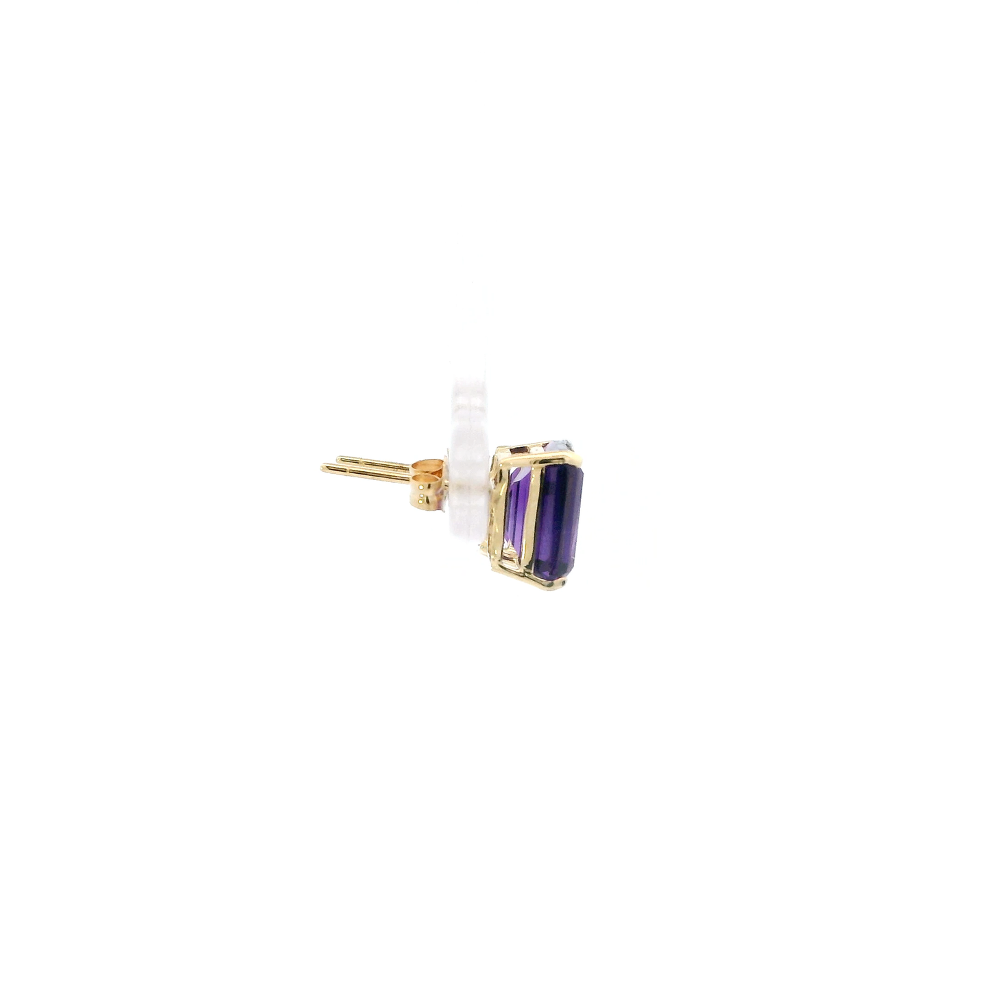 14K Yellow Gold Amethyst Stud Earrings