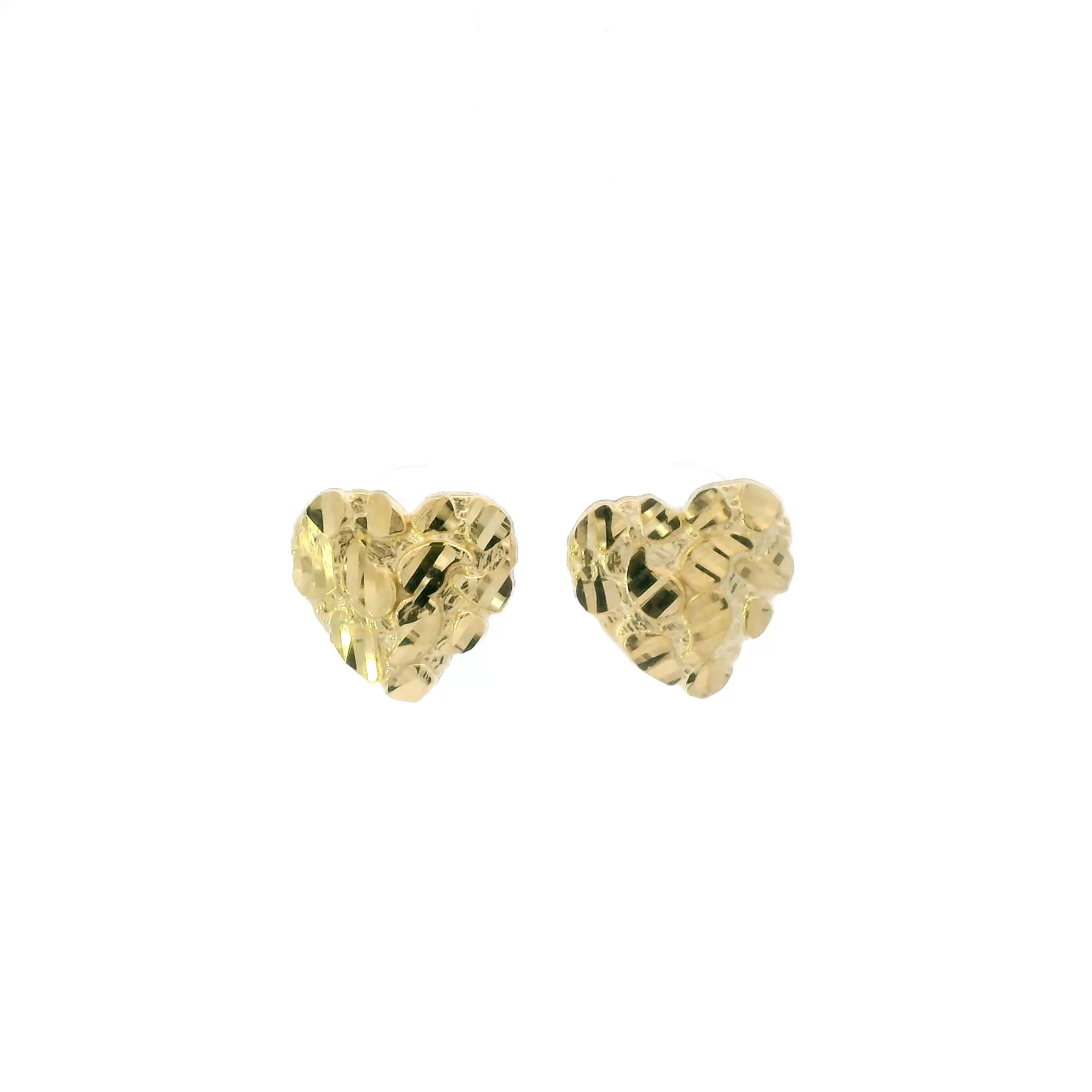 10K Yellow Gold Nugget Heart Earrings