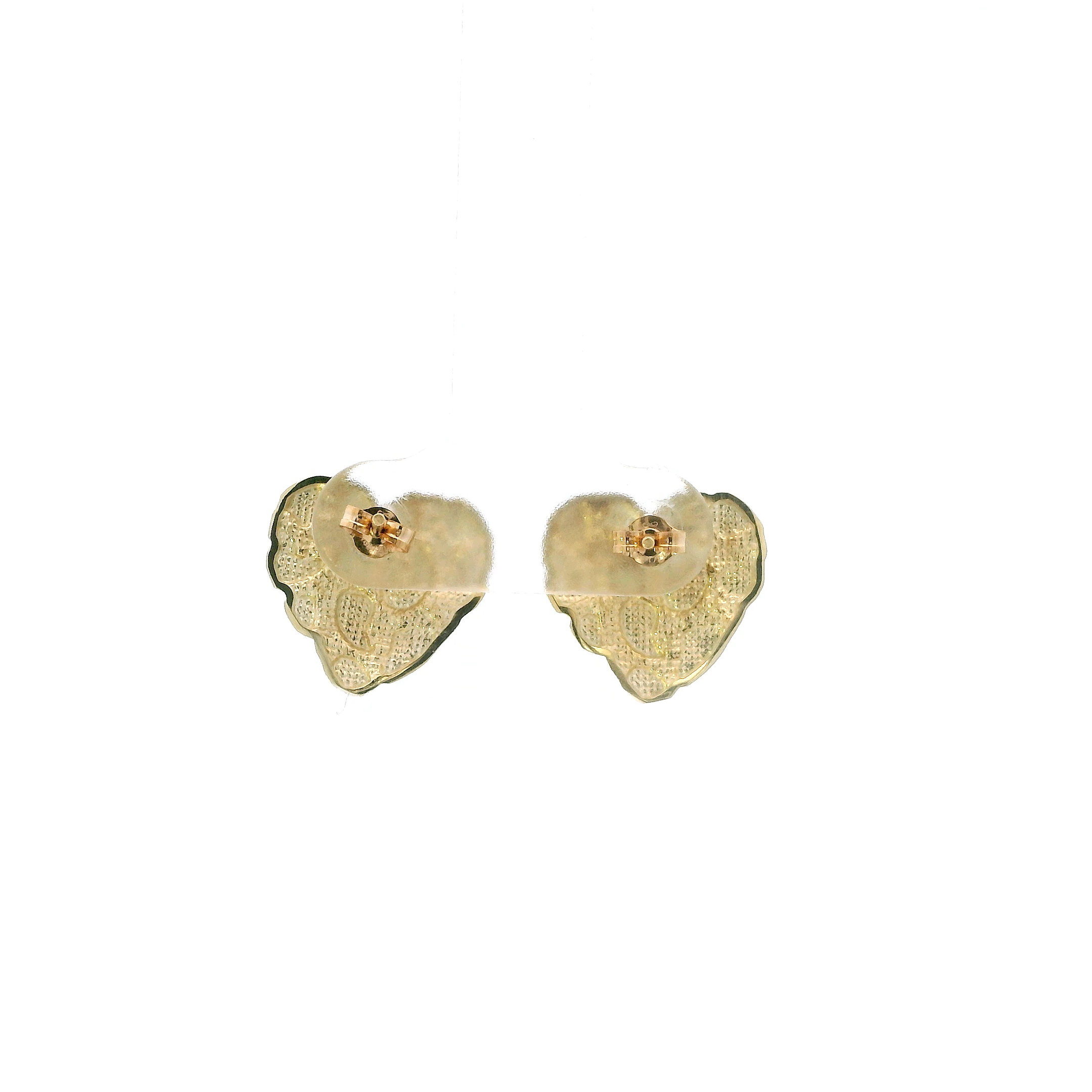 10K Yellow Gold Nugget Heart Earrings