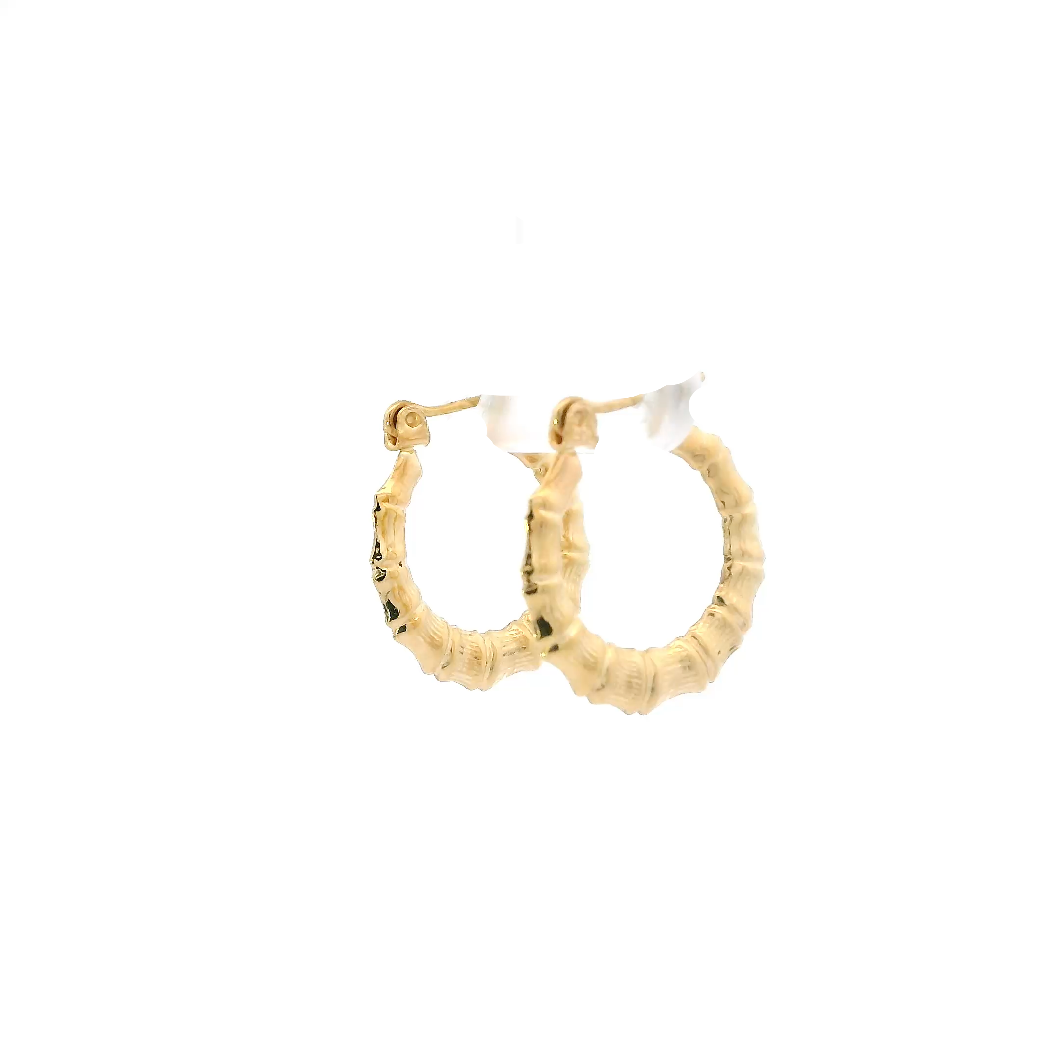 10K Yellow Gold Bamboo Hoop Earrings