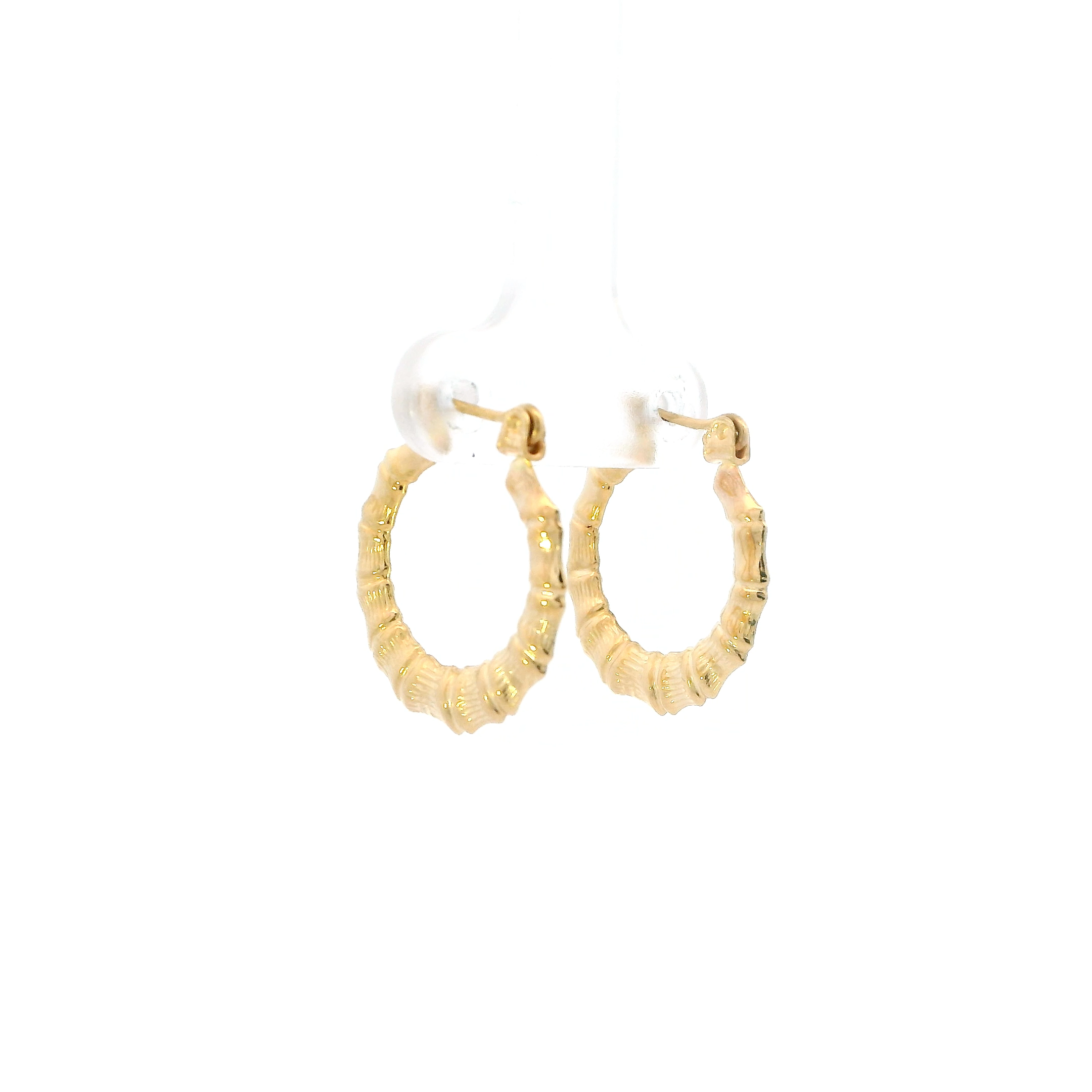 10K Yellow Gold Bamboo Hoop Earrings