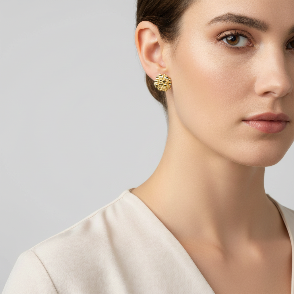 10K Yellow Gold Nugget Stud Earrings