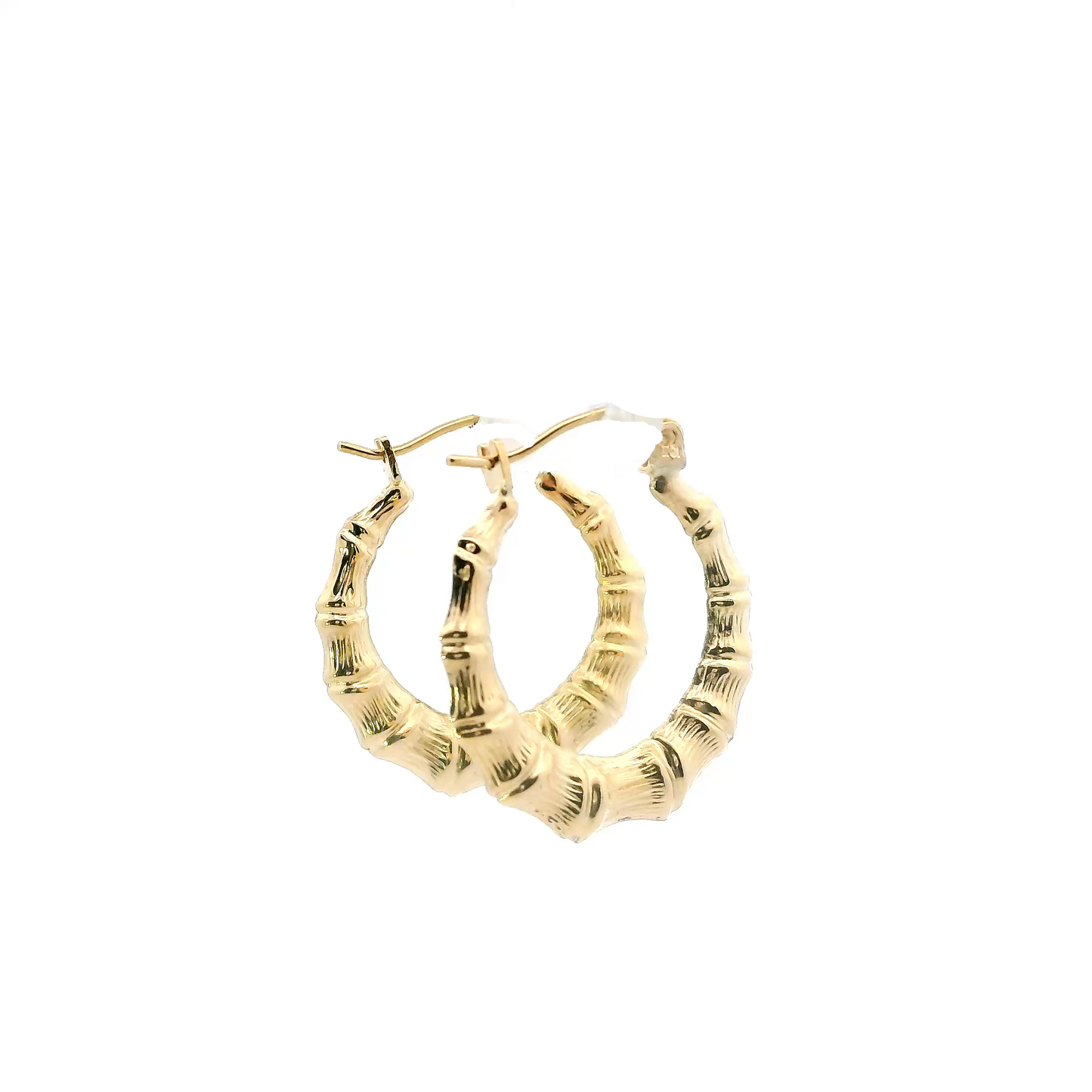 10K Yellow Gold Bamboo Hoop Earrings
