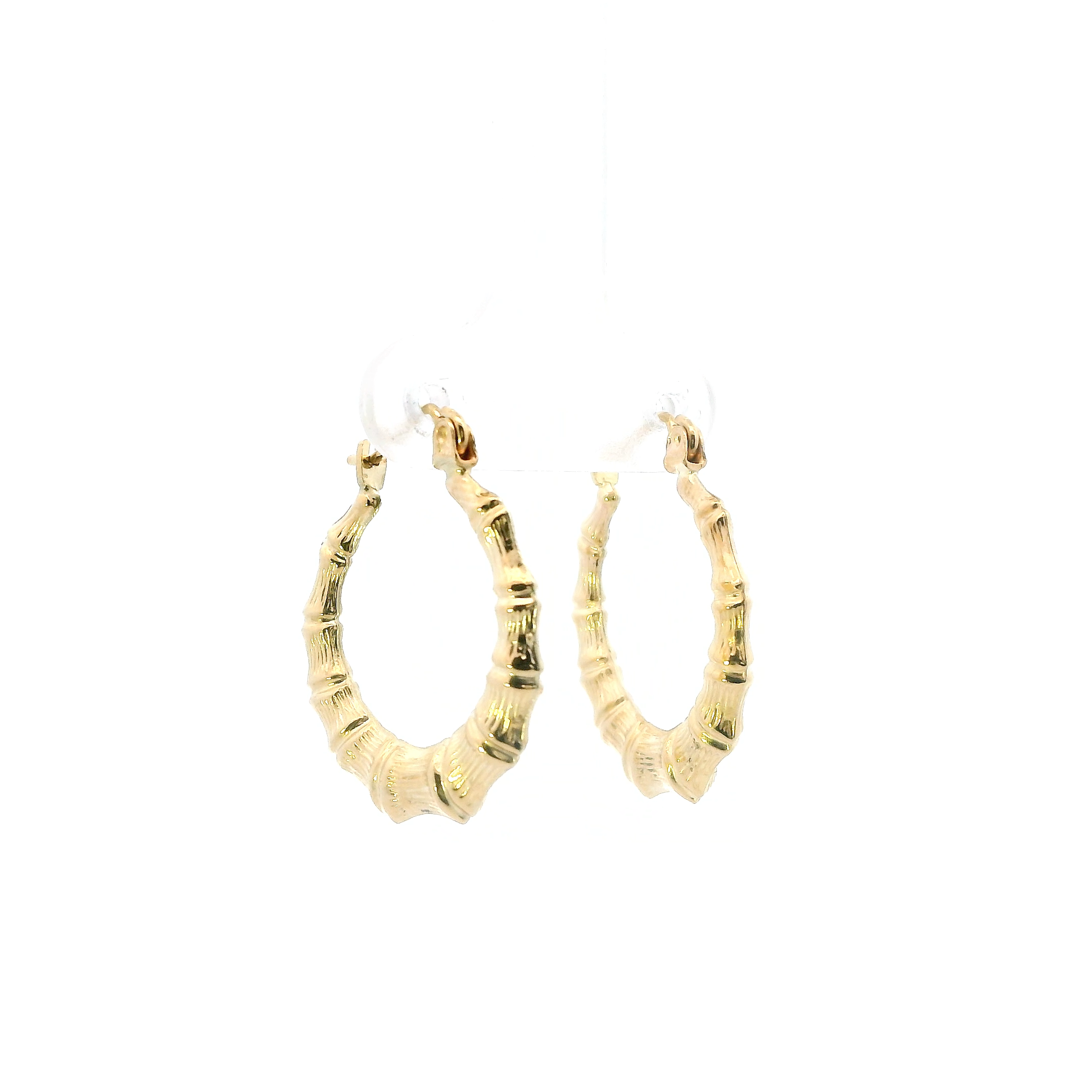 10K Yellow Gold Bamboo Hoop Earrings