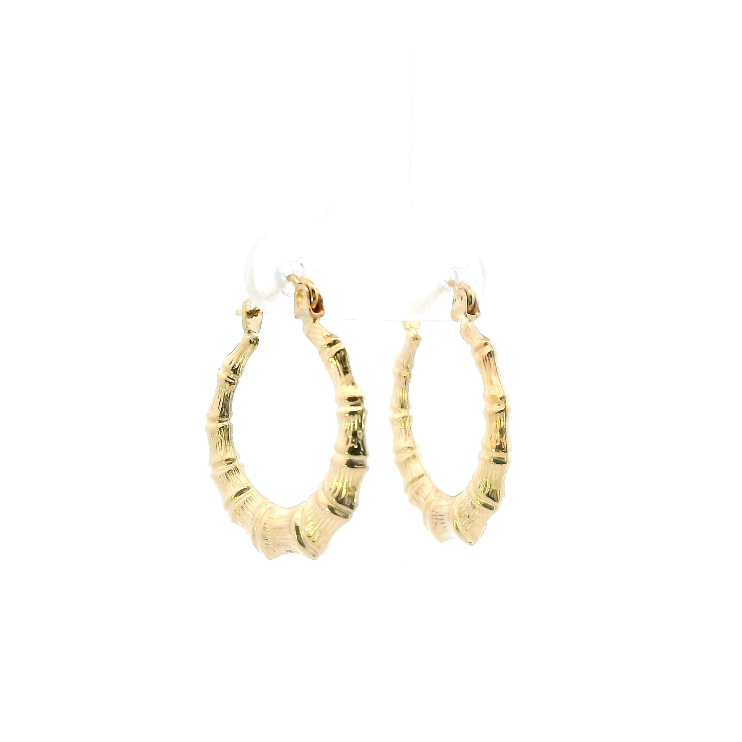 10K Yellow Gold Bamboo Hoop Earrings