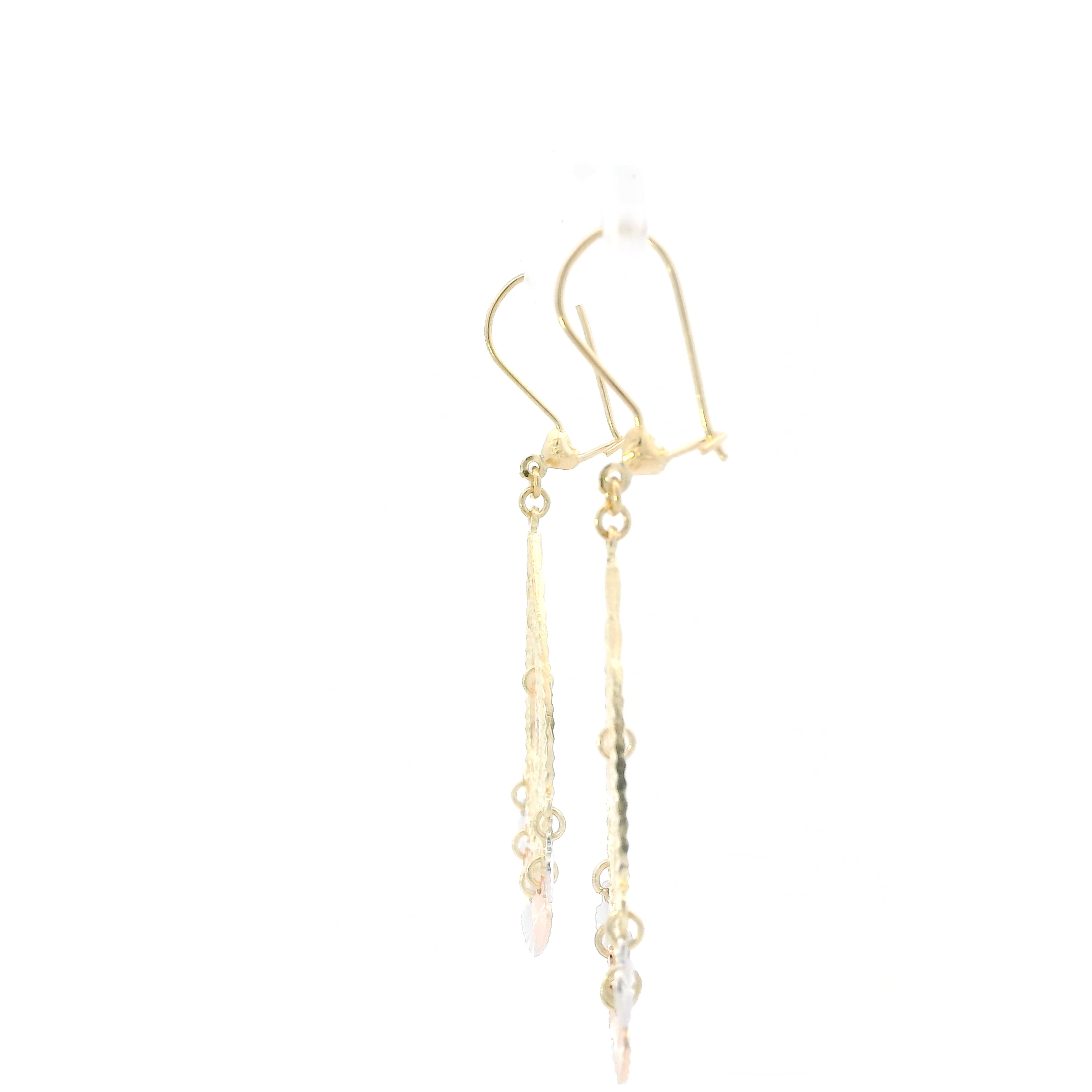 14K Tri Color Gold Filigree Dangle Earrings