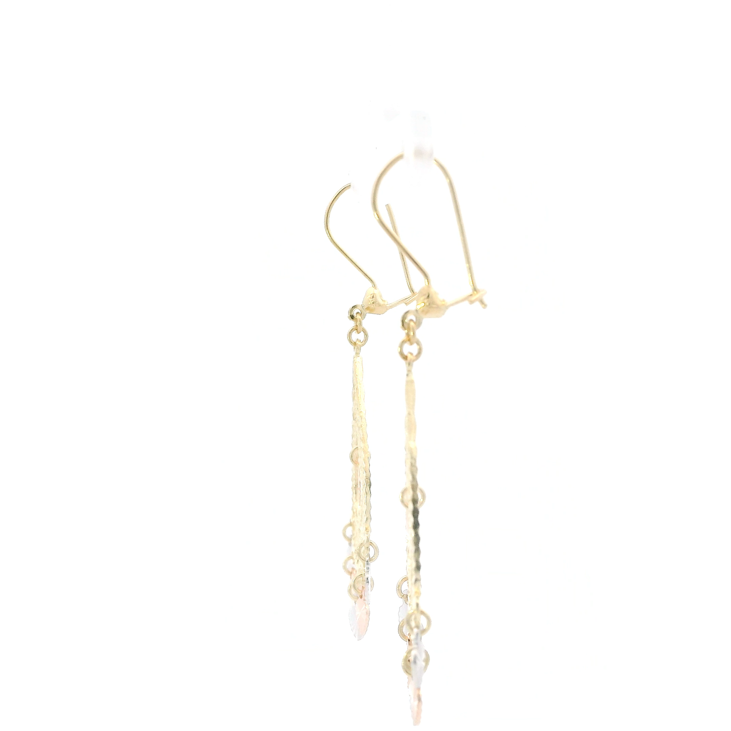 14K Tri Color Gold Filigree Dangle Earrings