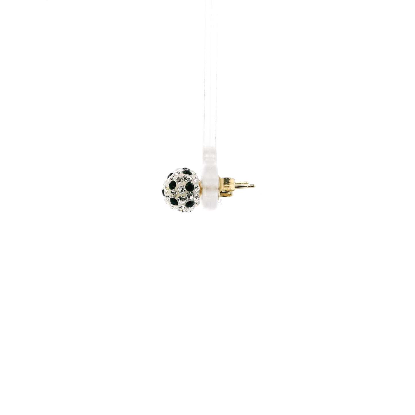 10K Yellow Gold Clear & Black Cz Sparkle Ball Stud Earrings