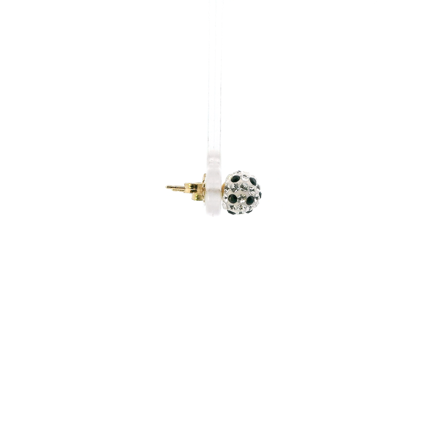 10K Yellow Gold Clear & Black Cz Sparkle Ball Stud Earrings