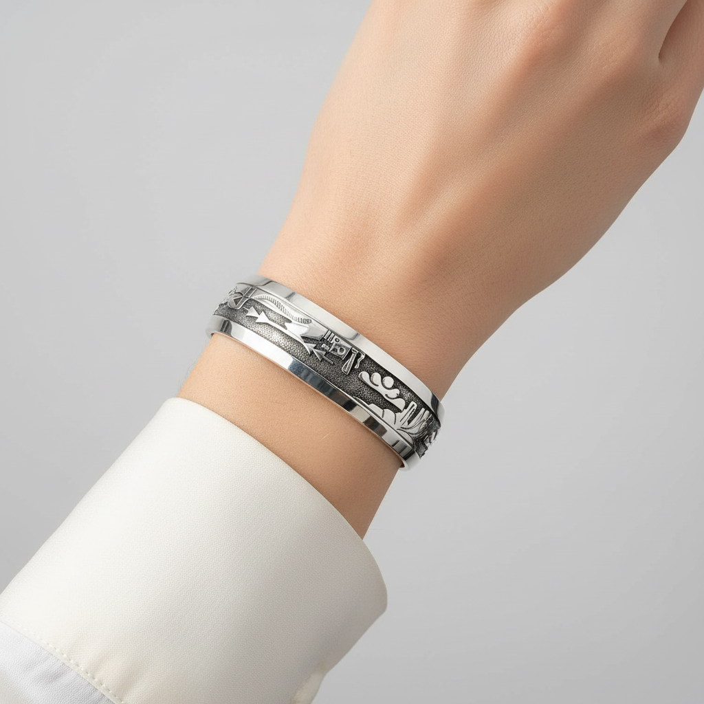 Sterling Silver Native American Storyteller Cuff Bracelet
