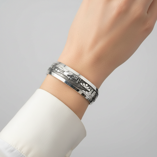 Sterling Silver Native American Storyteller Cuff Bracelet