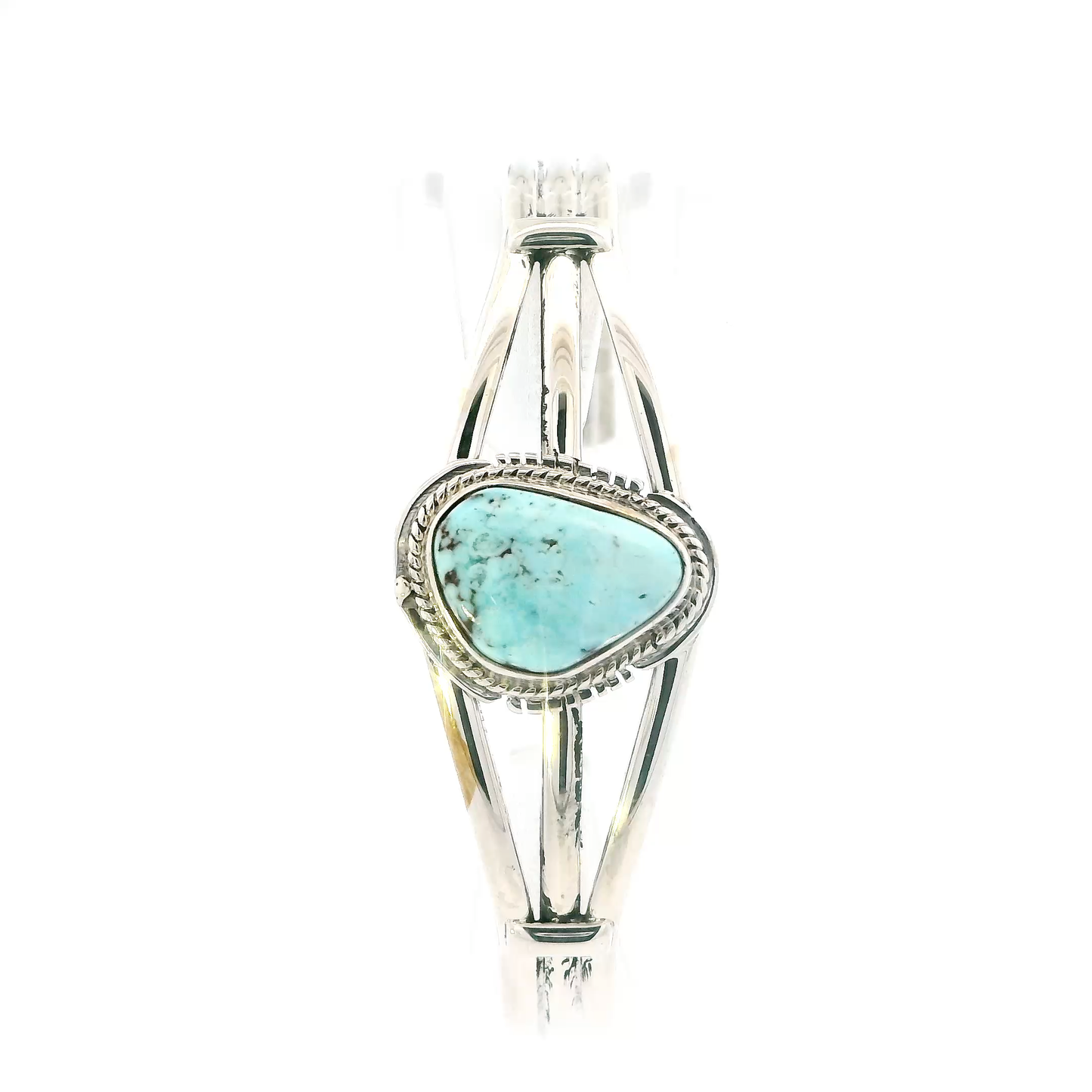 Sterling Silver Bangle Turquoise Cuff Bracelet Signed L.J.