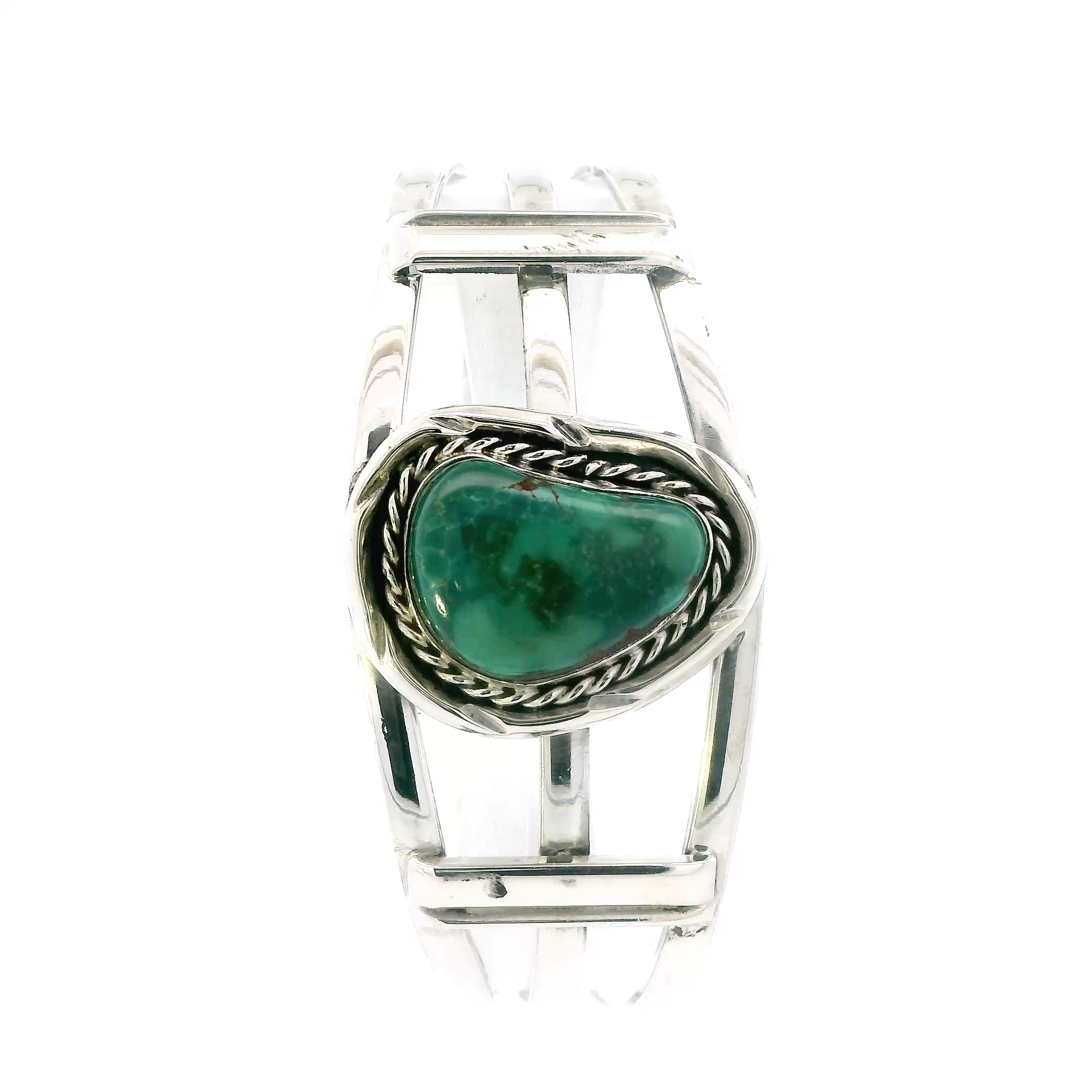 Sterling Silver Green Turquoise Bangle Cuff Bracelet