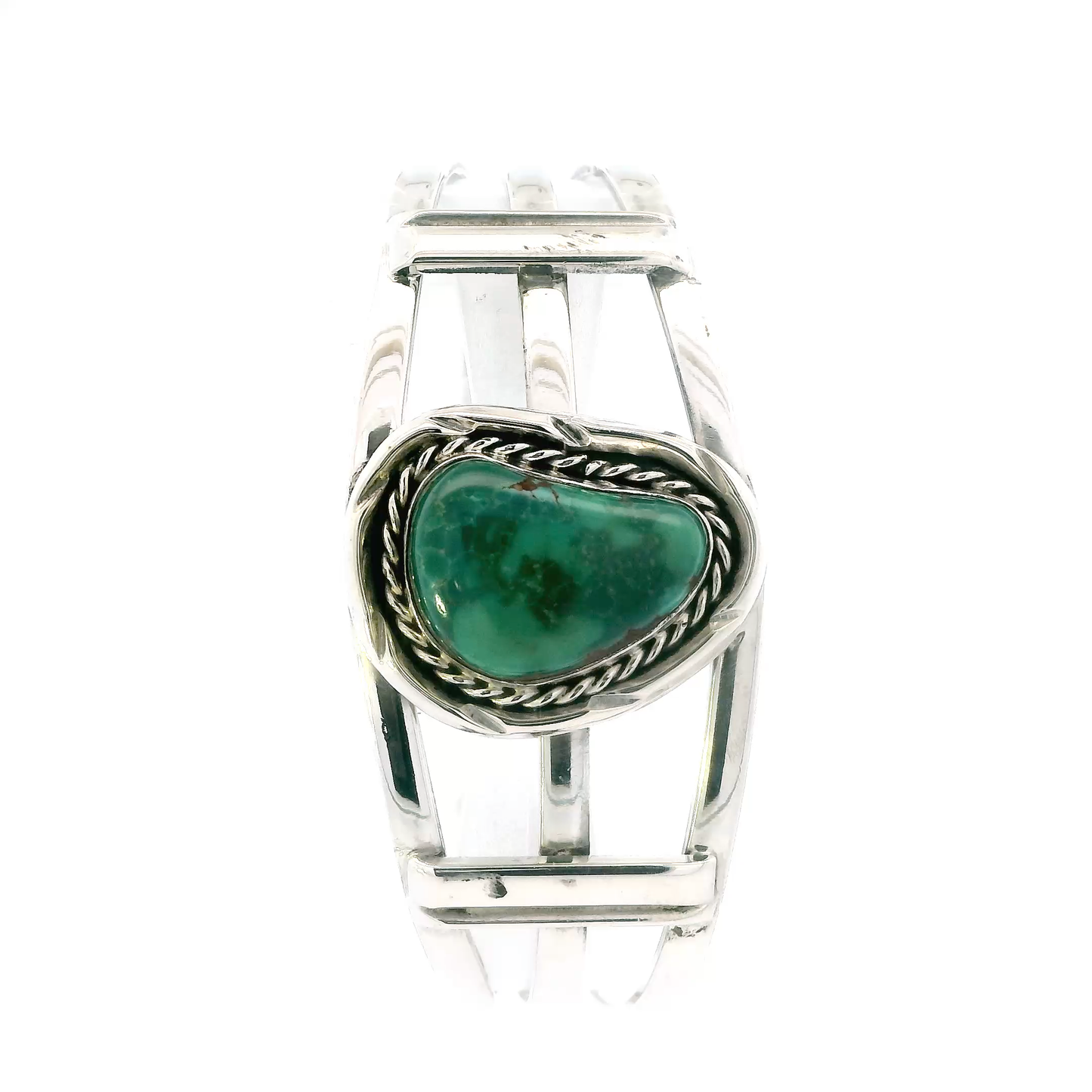 Sterling Silver Green Turquoise Bangle Cuff Bracelet