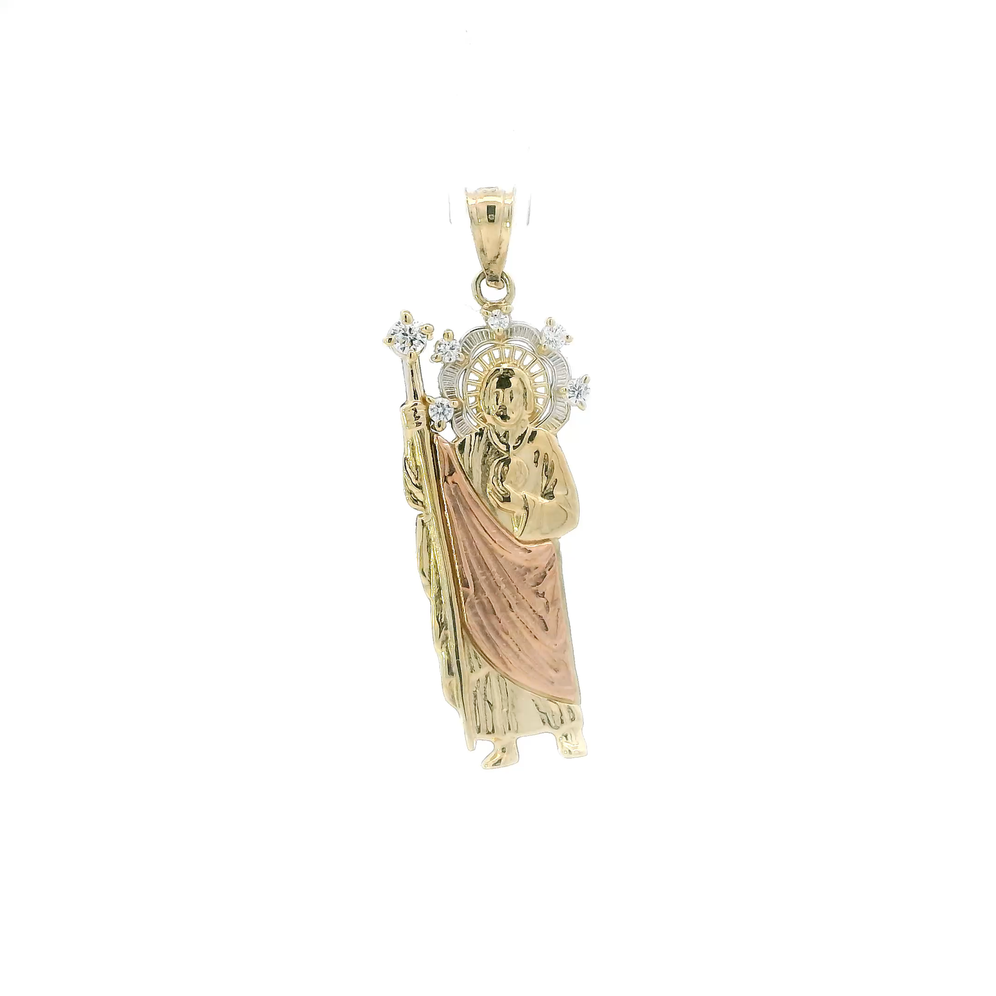 14K Tri Color Gold Religious Standing Figure Pendant