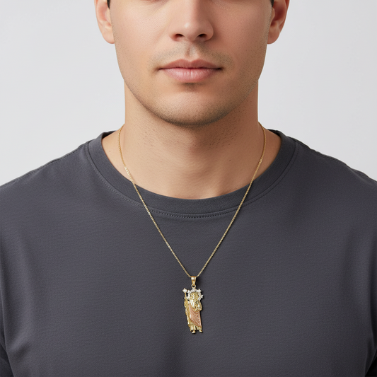 14K Tri Color Gold Religious Standing Figure Pendant