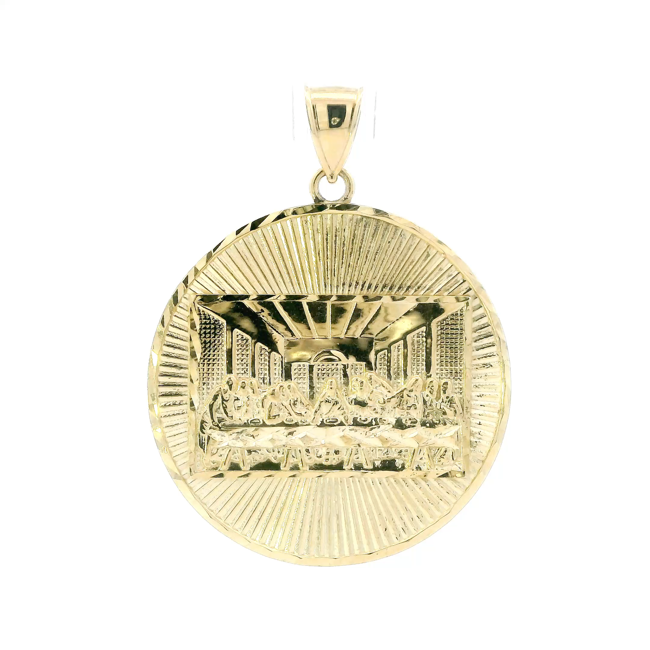 10K Yellow Gold Diamond Cut Last Supper Pendant