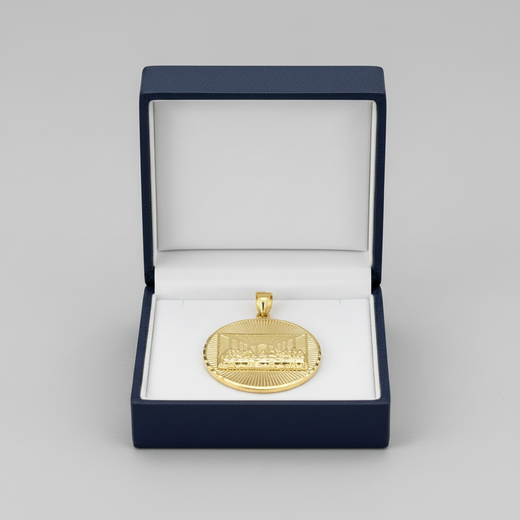 10K Yellow Gold Diamond Cut Last Supper Pendant