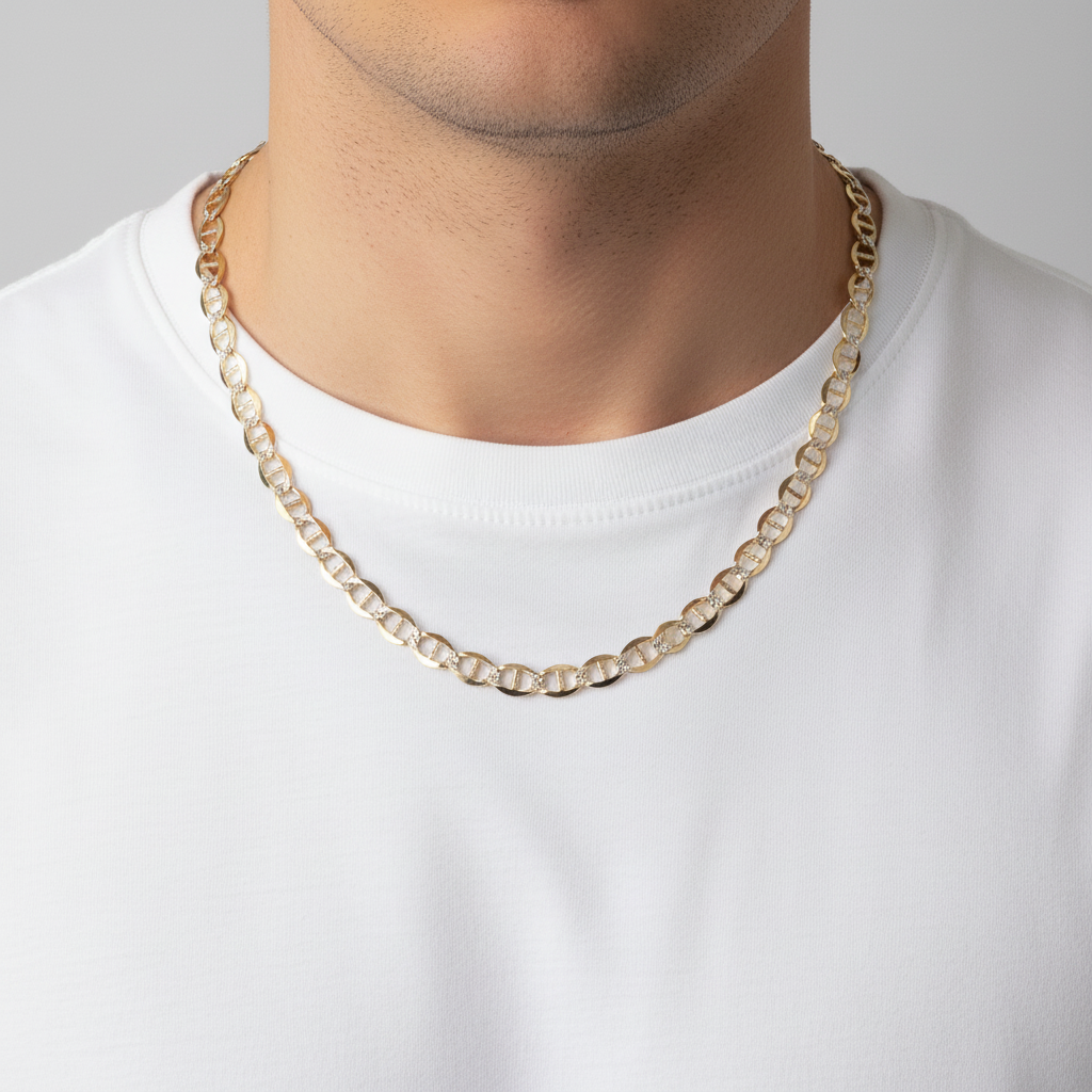 14K Yellow Gold 23.5" Diamond Cut Mariner Chain