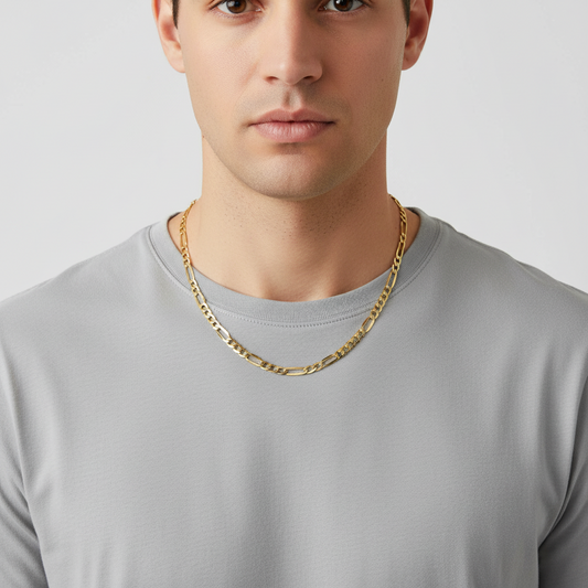 18K Yellow Gold 20" Hollow Figaro Chain