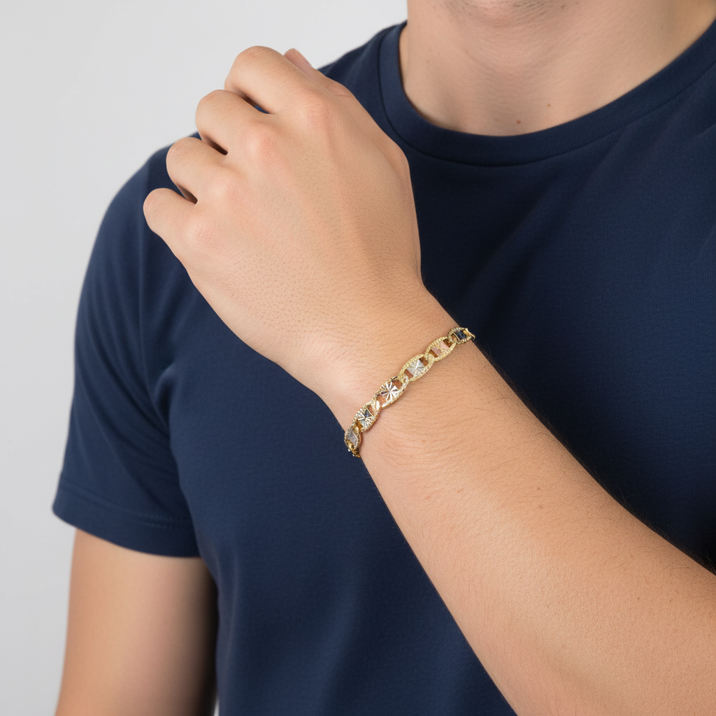 14K Tri Color Gold 7.5